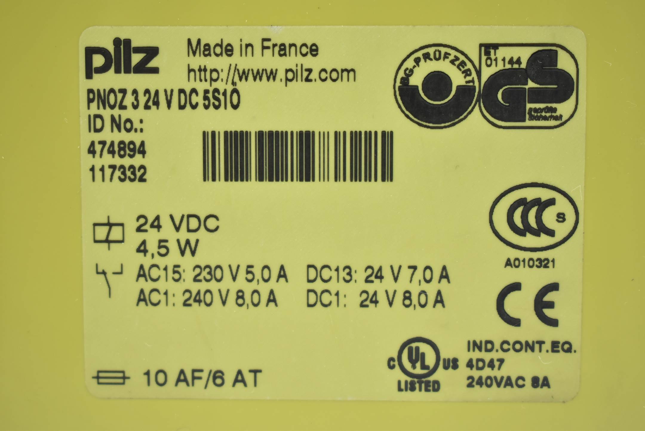 Pilz Sicherheitsschaltgerät 4,5W PNOZ3 24VDC 5S1Ö ( 474894 )