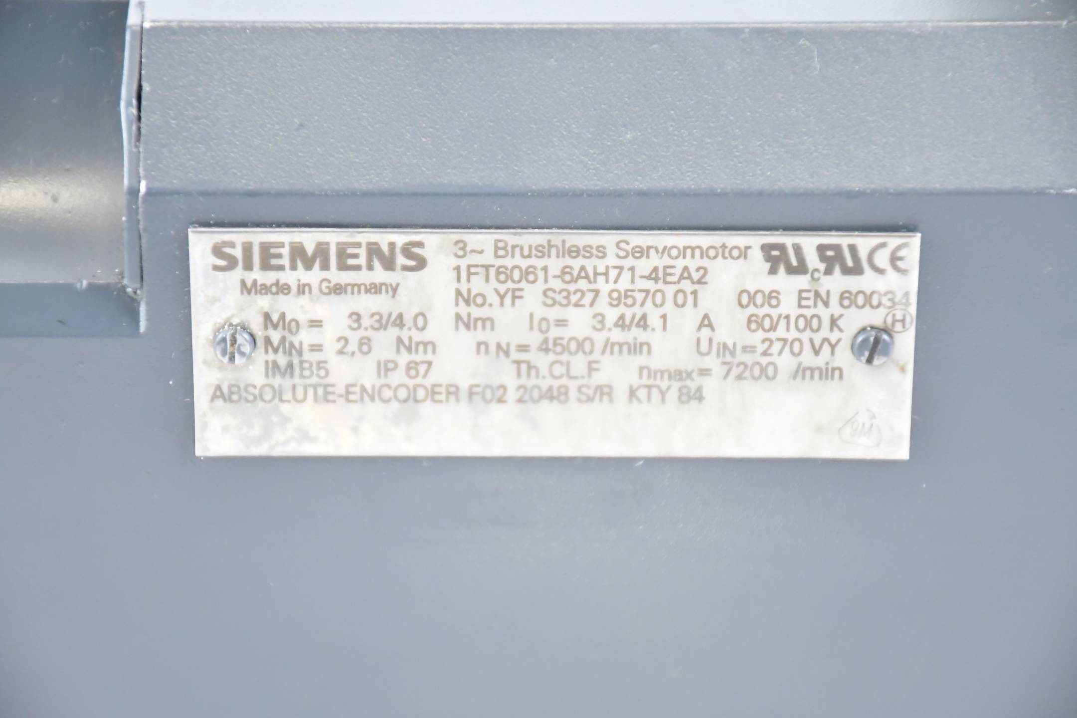 Siemens simotics S Servomotor 1FT6061-6AH71-4EA2 ( 1FT6 061-6AH71-4EA2 )