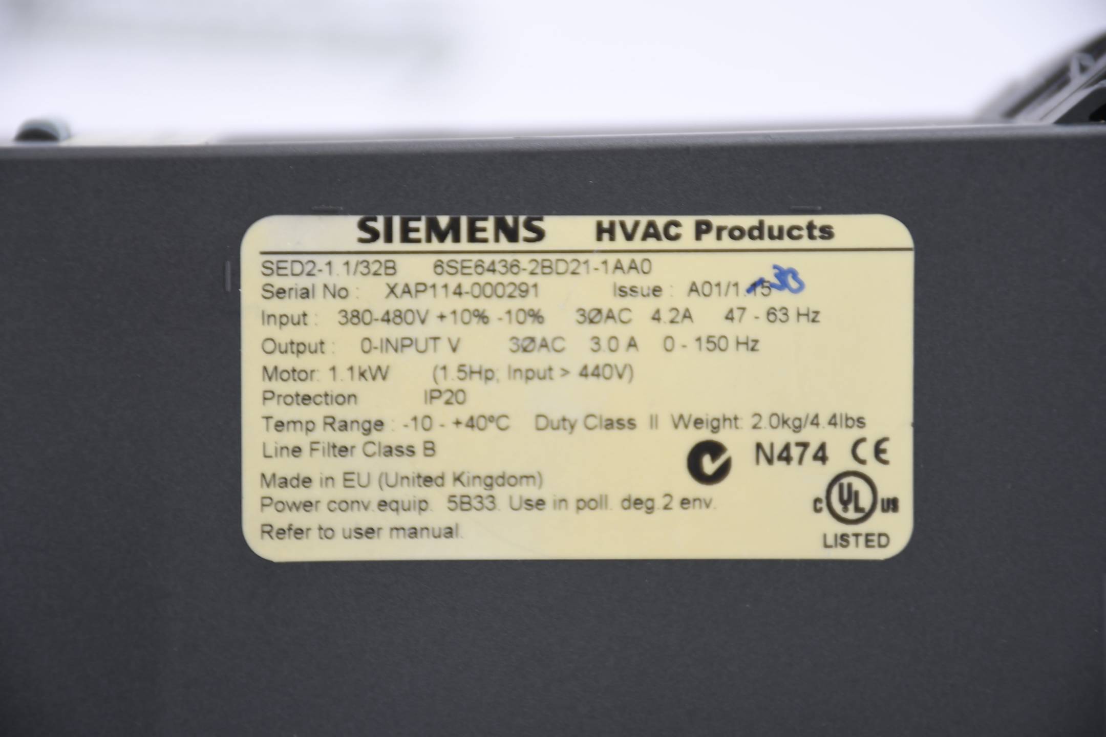 Siemens HVAC Konverter 6SE6436-2BD21-1AA0 ( 6SE6 436-2BD21-1AA0 ) A01/1.30