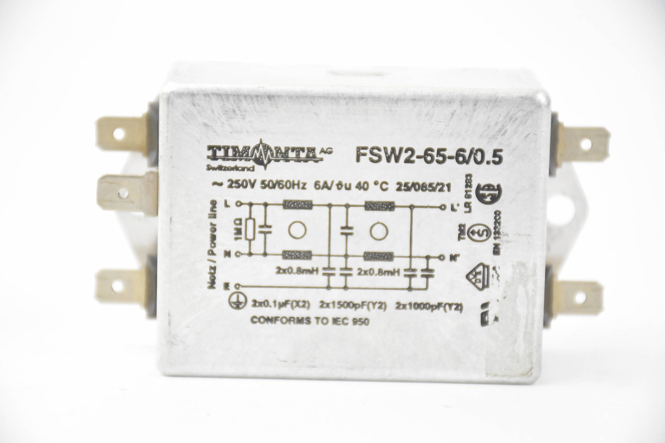 Timonta Netzfilter 250V 50/60Hz 6A FSW2-65-6/0