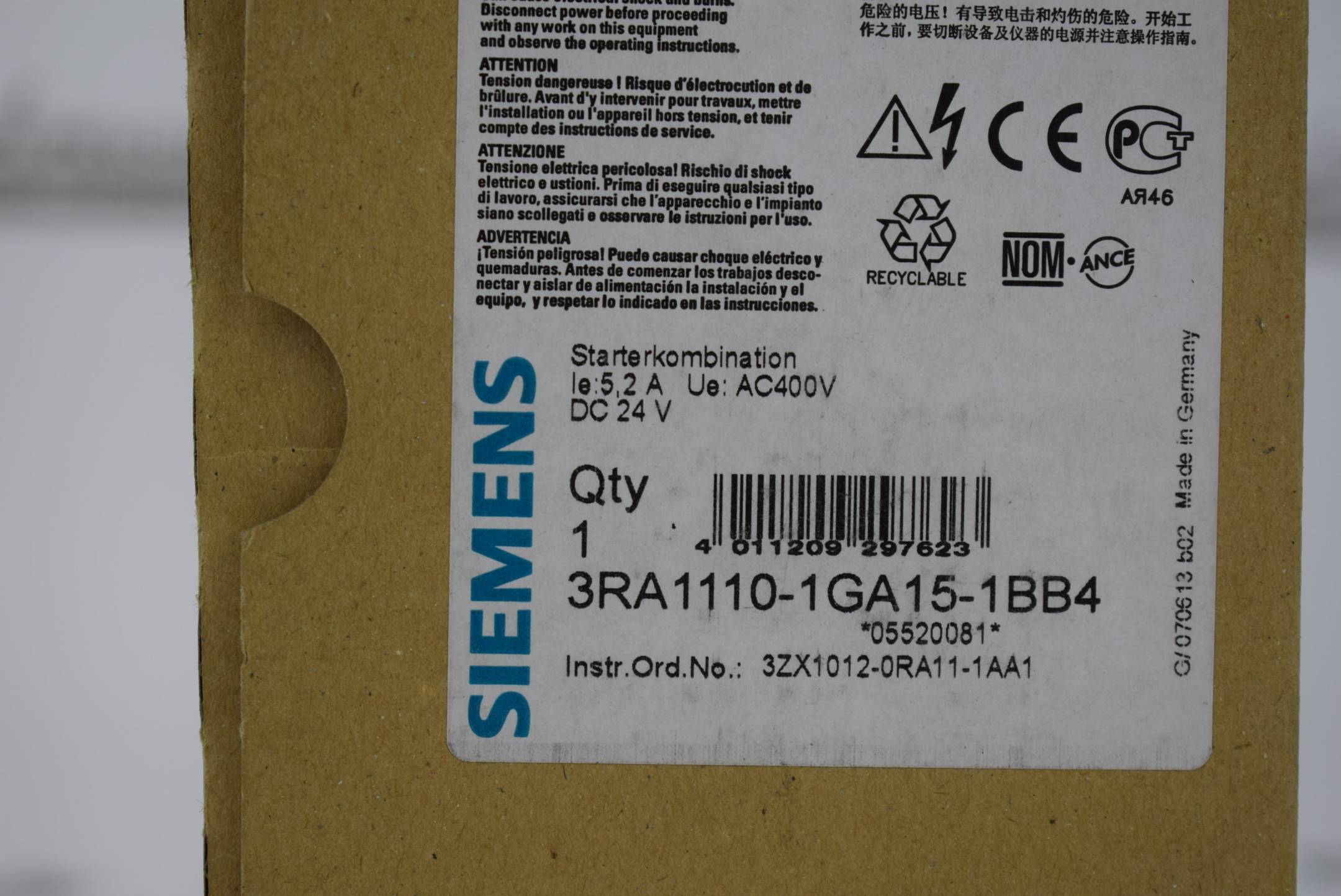 Siemens Sirius Verbraucherabzweig 3RA1110-1GA15-1BB4 ( 3RA1 110-1GA15-1BB4 )
