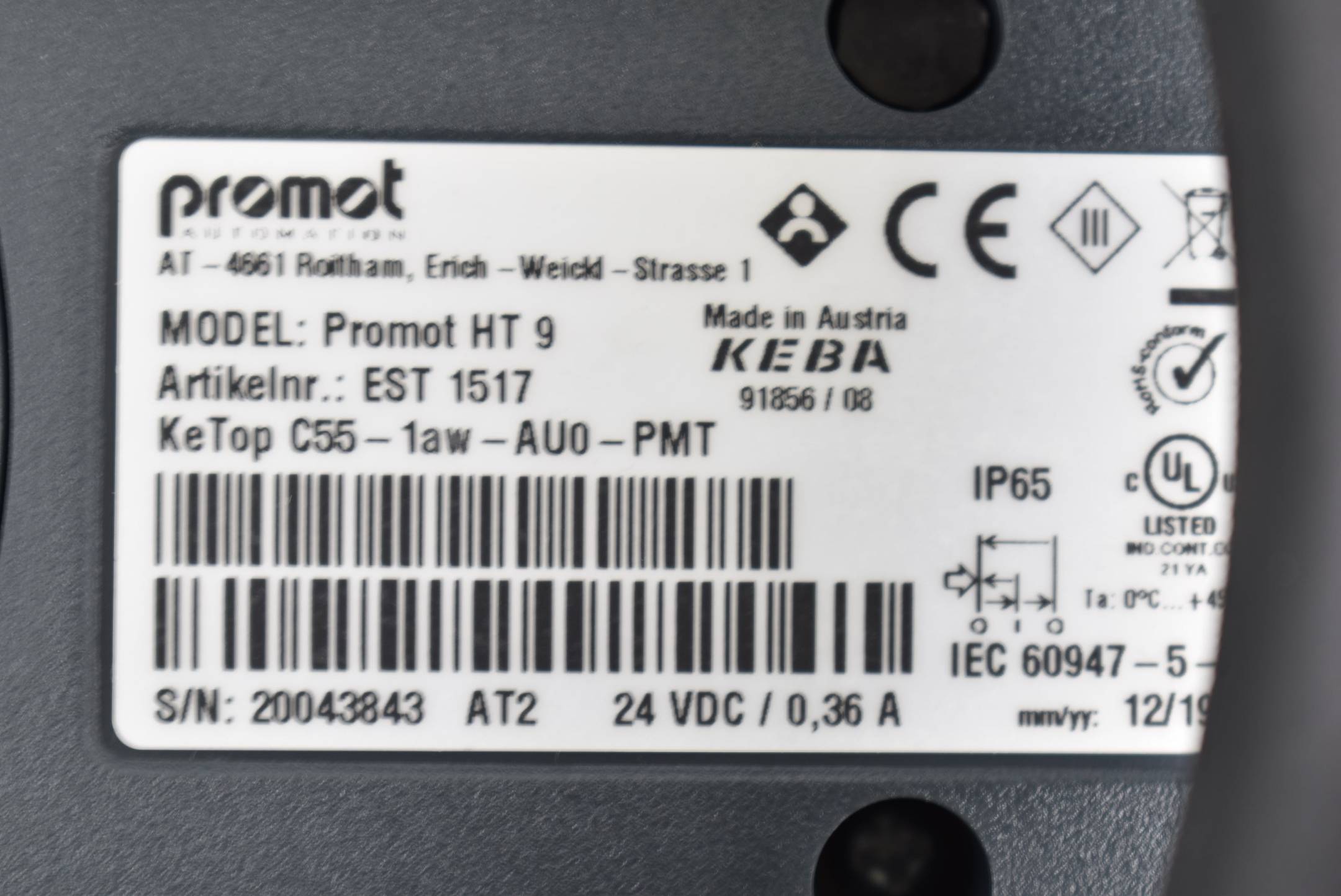 Promot automation Promot HT 9 KeTop C55-1aw-AU0-PMT ( EST 1517 )