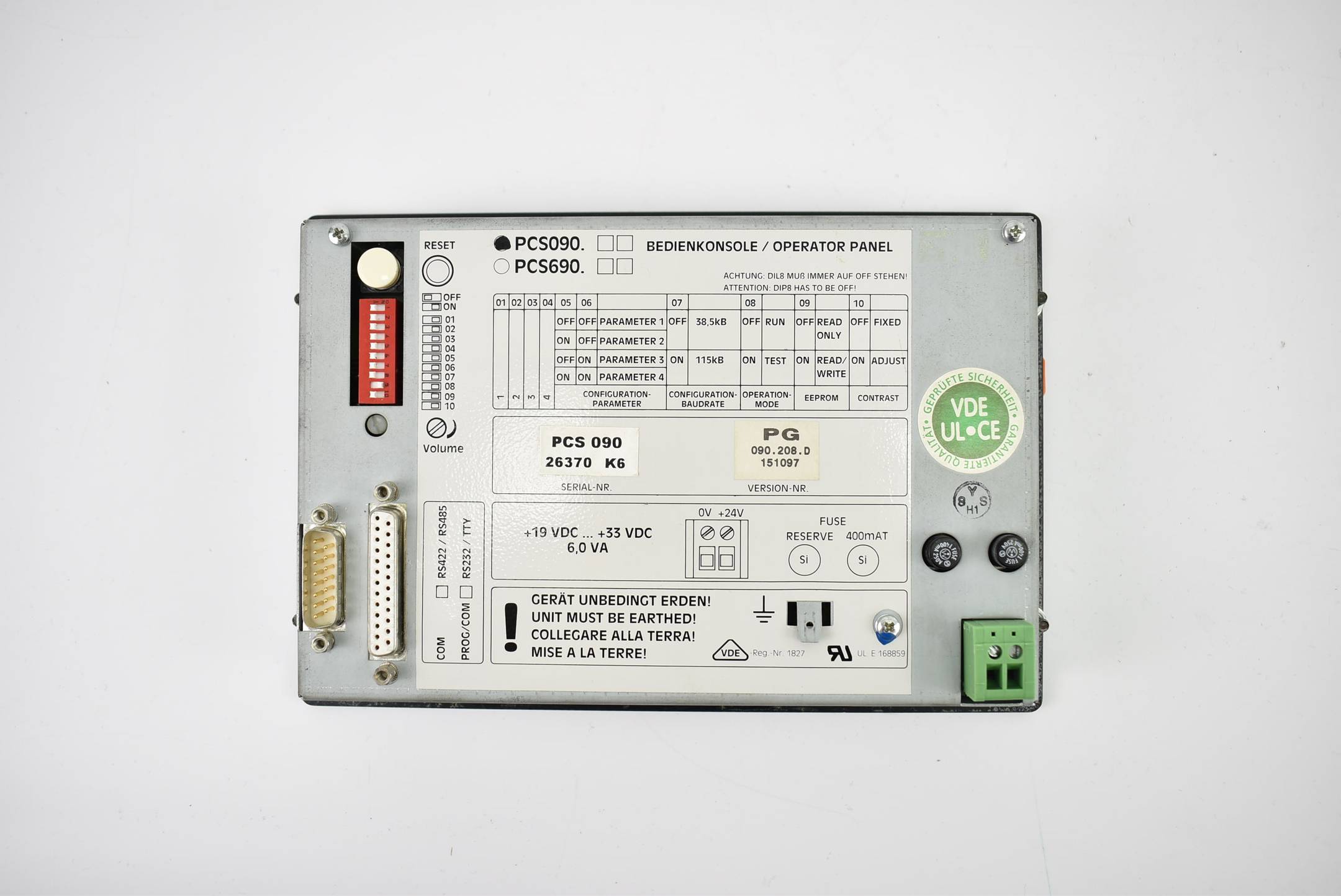 Motan Lauer Operator Panel 19-33VDC 6,0VA PCS 090