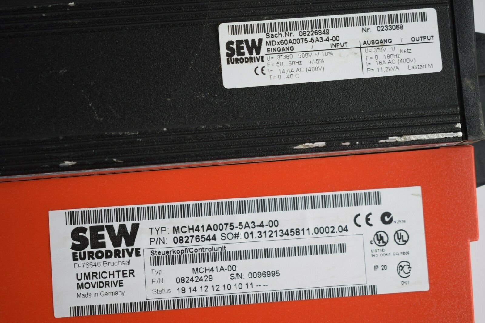 SEW Eurodrive Movidrive MCH41A0075-5A3-4-00 + MDx60A0075-5A3-4-00 + DGB11B-08
