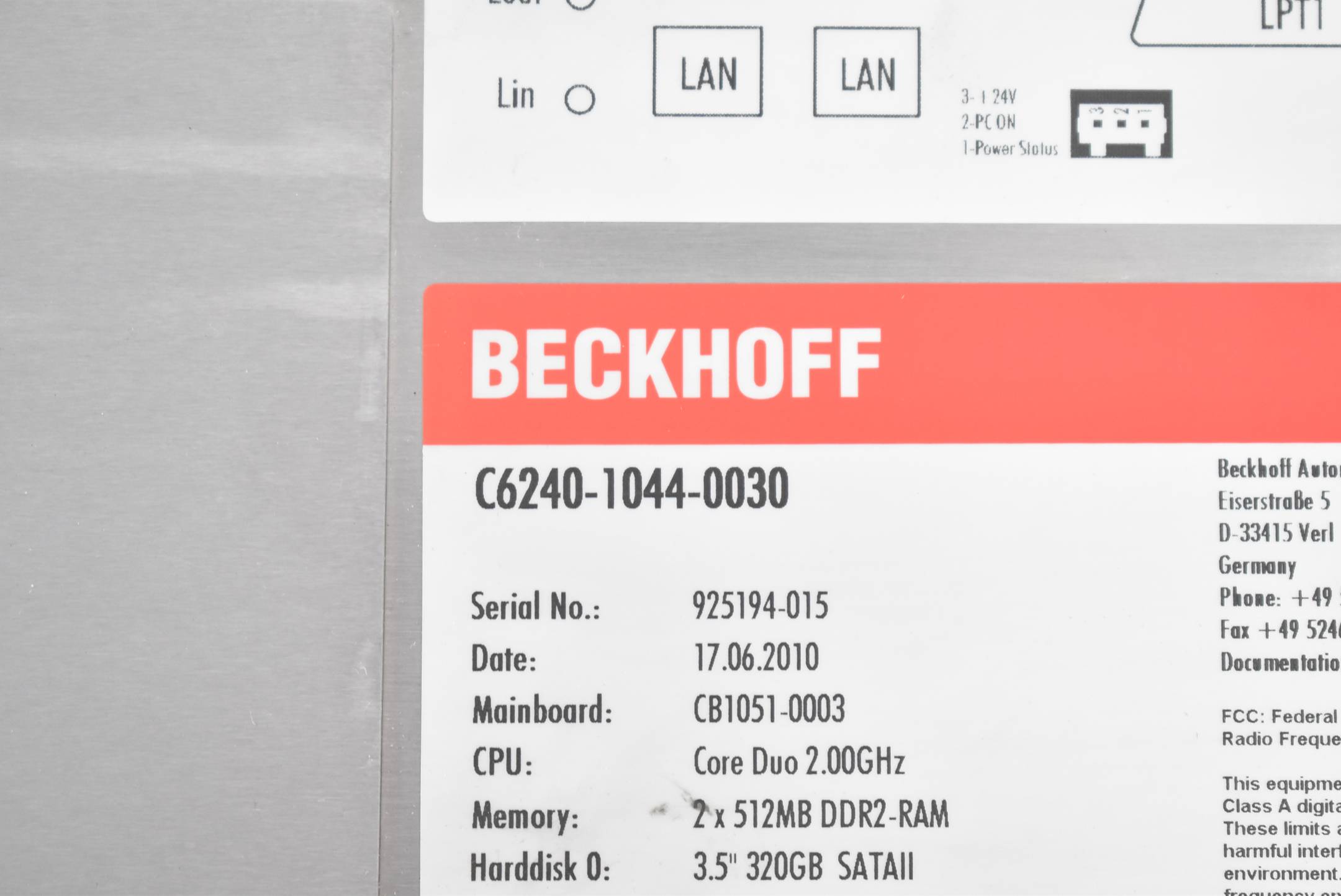 Beckhoff Industrie PC C6240-1044-0030