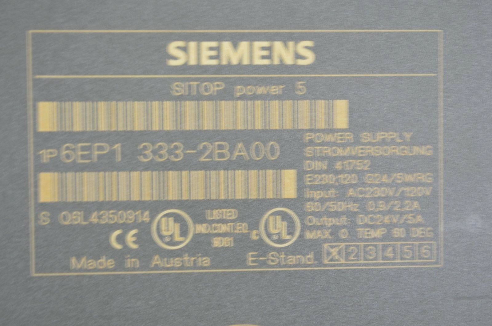 Siemens sitop power 5 A geregelte Stromversorgung 6EP1 333-2BA00 ( 6EP1333-2BA00 )