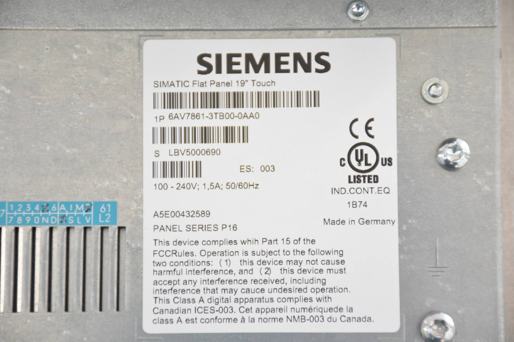 Siemens simatic Panel 19'' Touch 6AV7861-3TB00-0AA0 ( 6AV7 861-3TB00-0AA0 ) E003