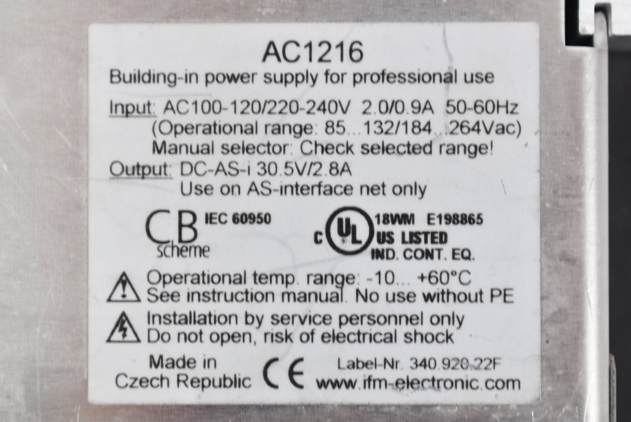 IFM electronic AS-i 2,8A interface Stromversorgung AC 1216 ( AC1216 )