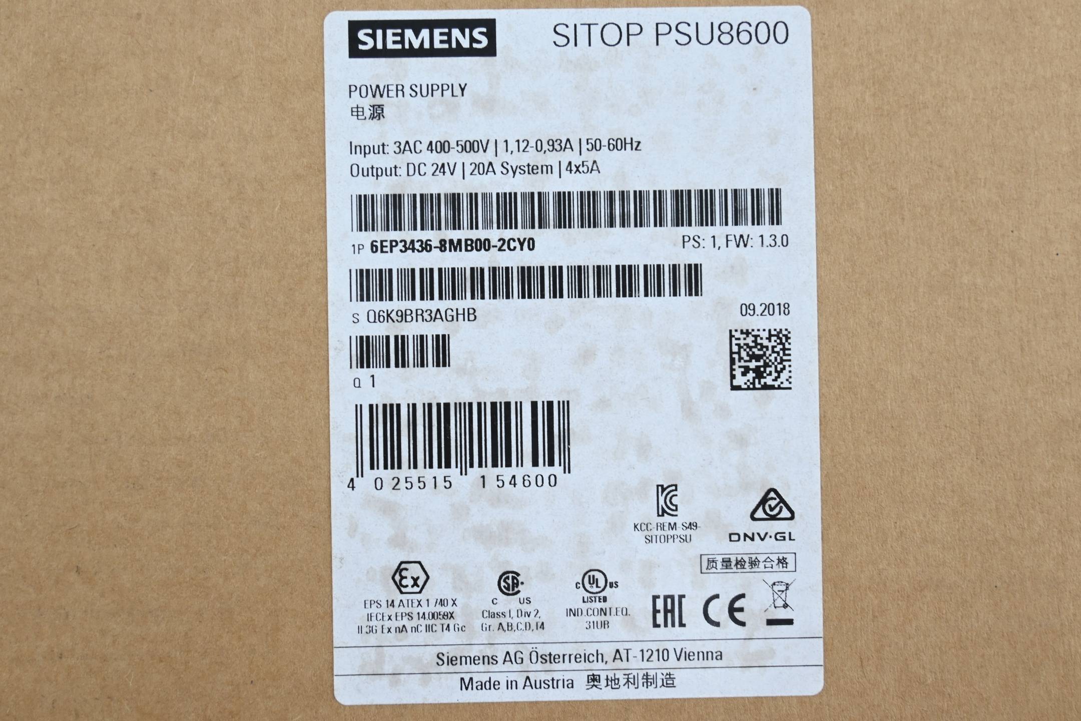 Siemens Sitop PSU8600 Stromversorgung 6EP3436-8MB00-2CY0 ( 6EP3 436-8MB00-2CY0 )