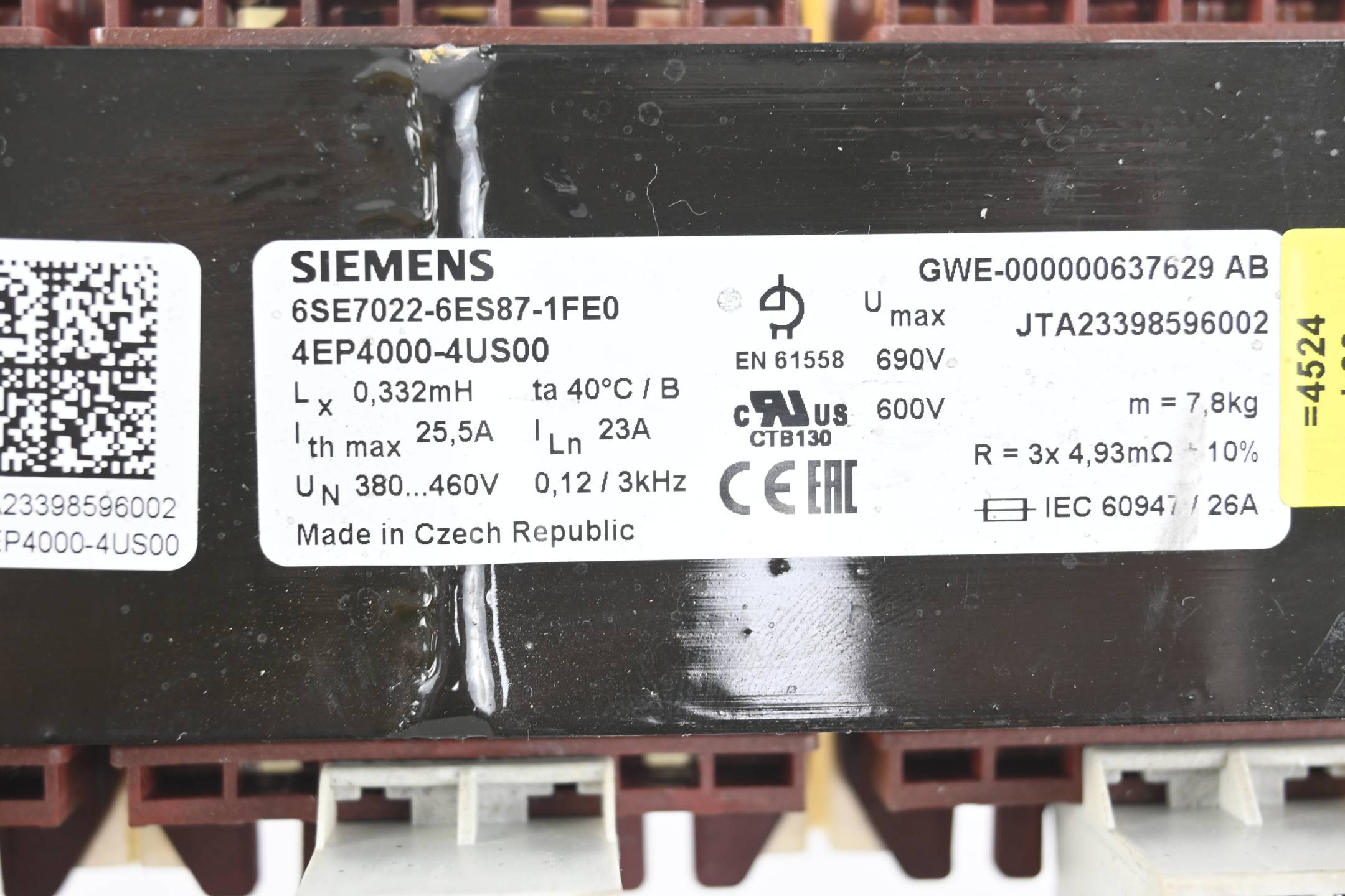 Siemens Sinamics Ausgangsdrossel 6SE7022-6ES87-1FE0 ( 6SE7 022-6ES87-1FE0 )