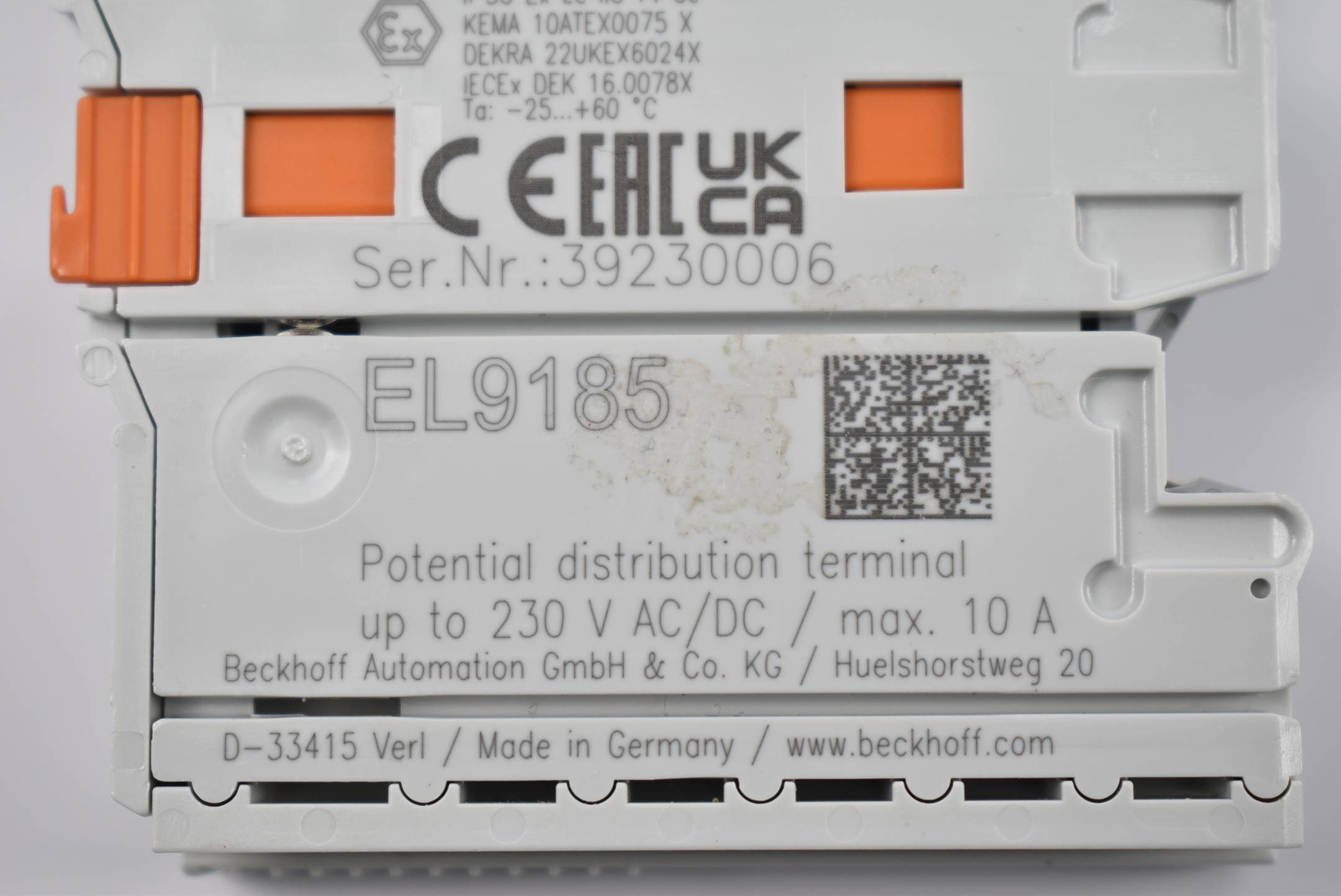 Beckhoff Potenzialverteilungsklemme 4 x 24 V DC / 4 x 0 V DC EL9185 ( EL 9185 )