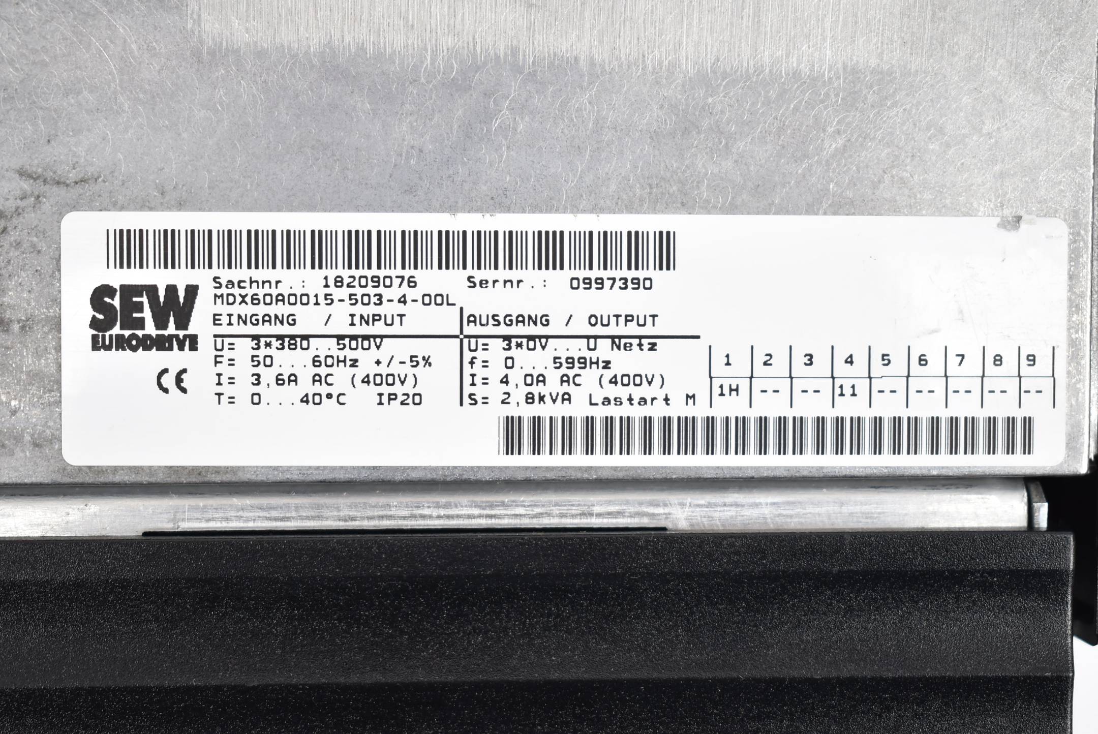 SEW-Eurodrive Umrichter Movidrive MDX61B0015-5A3-4-00/L + MDX60A0015-503-4-00L