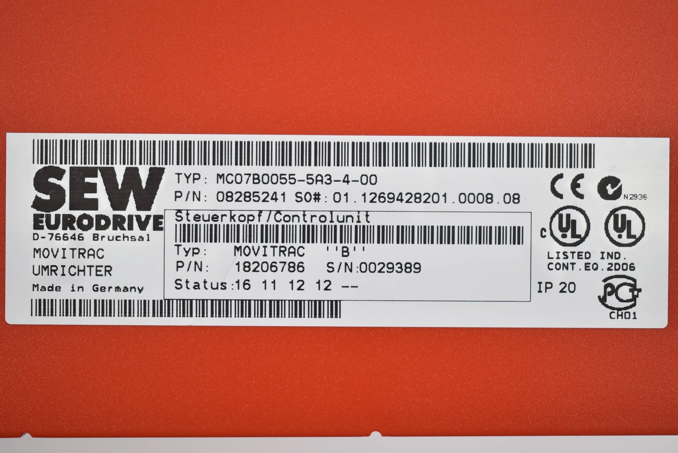 SEW Eurodrive Umrichter Movitrac MC07B0055-5A3-4-00 + MDX60A0054-5A3-4-00