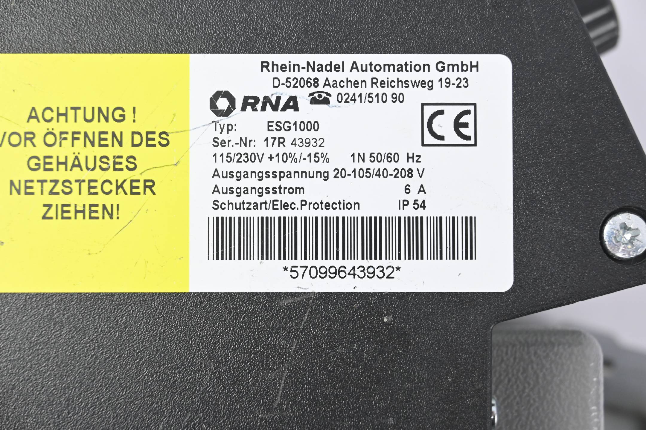 Rhein-Nadel Automation RNA Steuergerät ESG1000