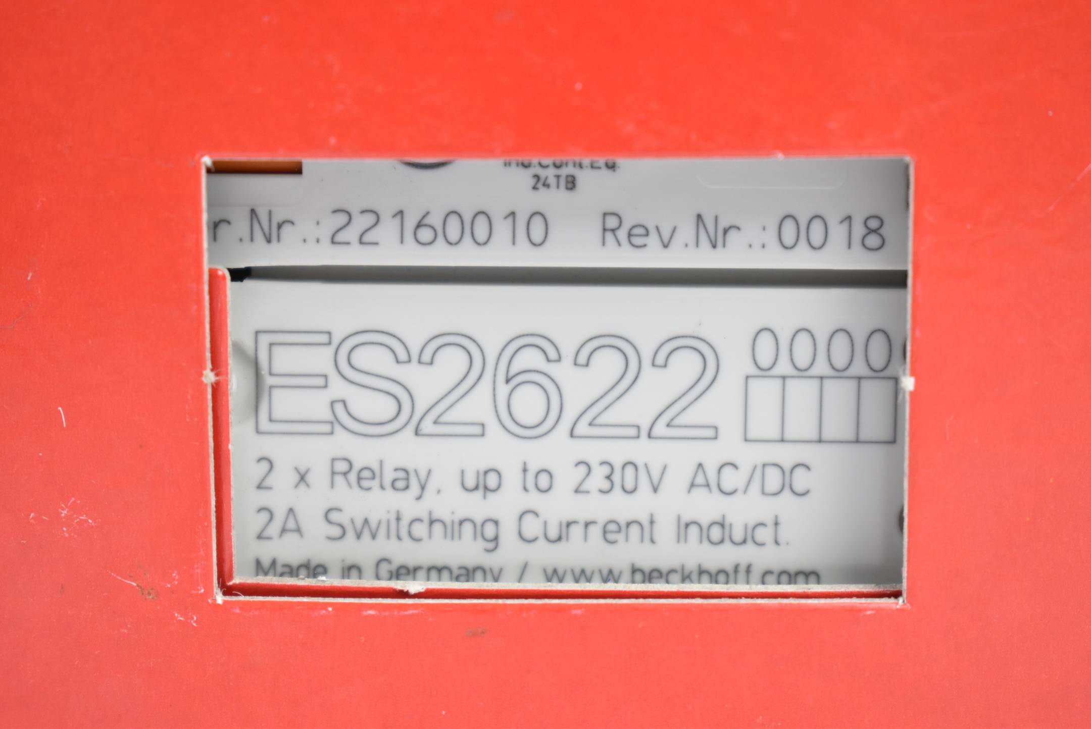 Beckhoff EtherCAT-Klemme 2-Kanal-Relais-Ausgang 230VAC 30VDC ES2622 ( ES 2622 )