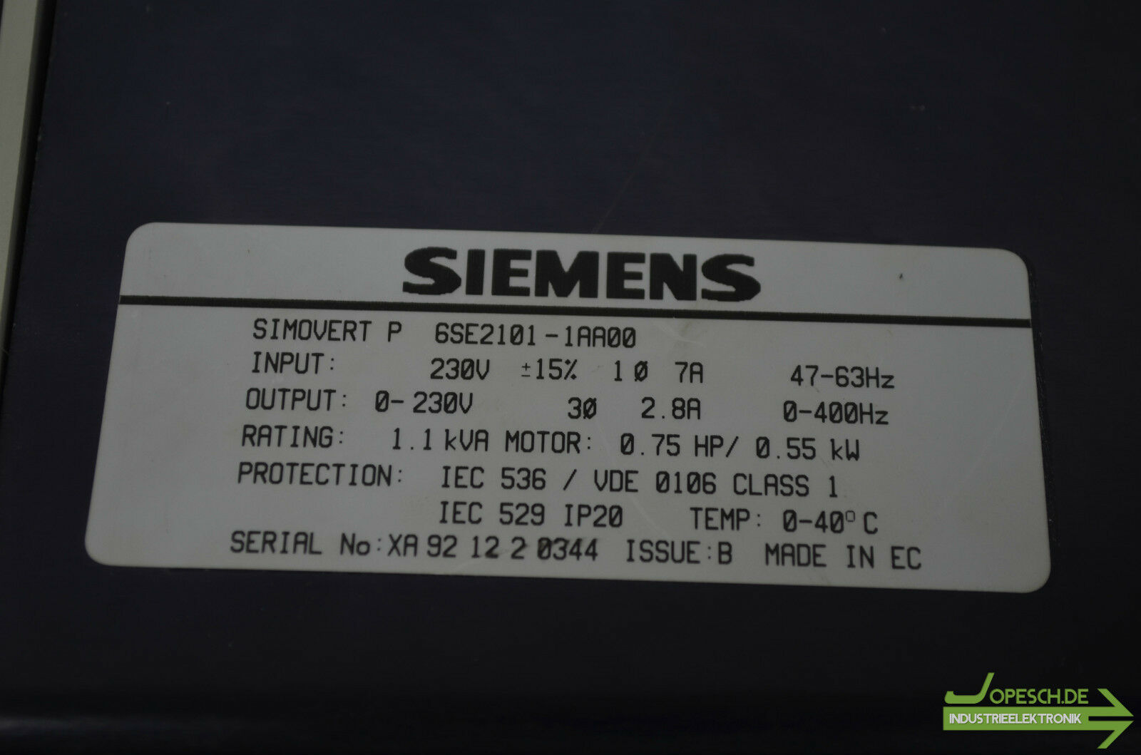 Siemens simovert P 6SE2101-1AA00 ( 6SE2 101-1AA00 )