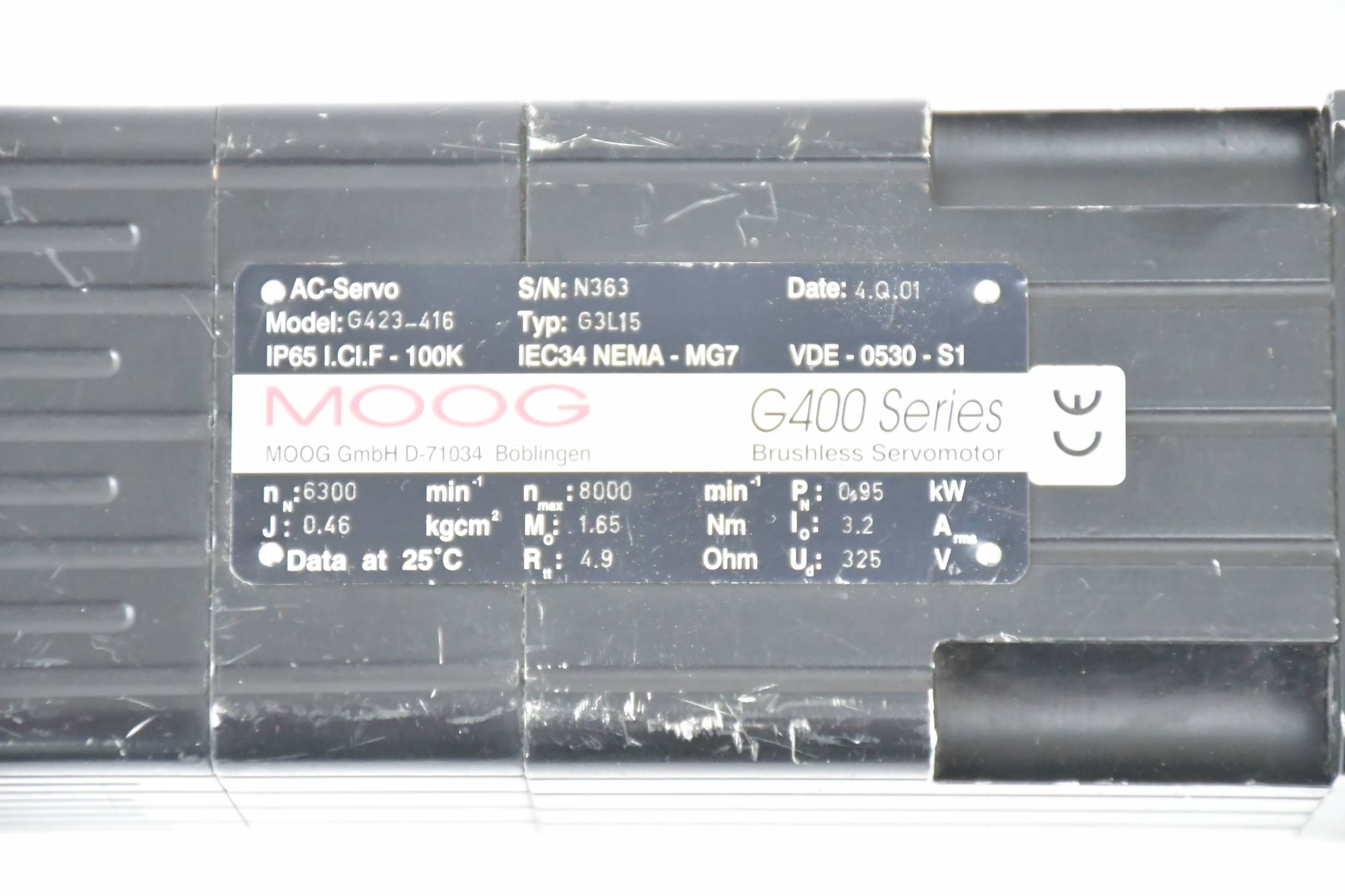 Moog G400 Series Brushless Servomotor G423-416 ( G3L15 )