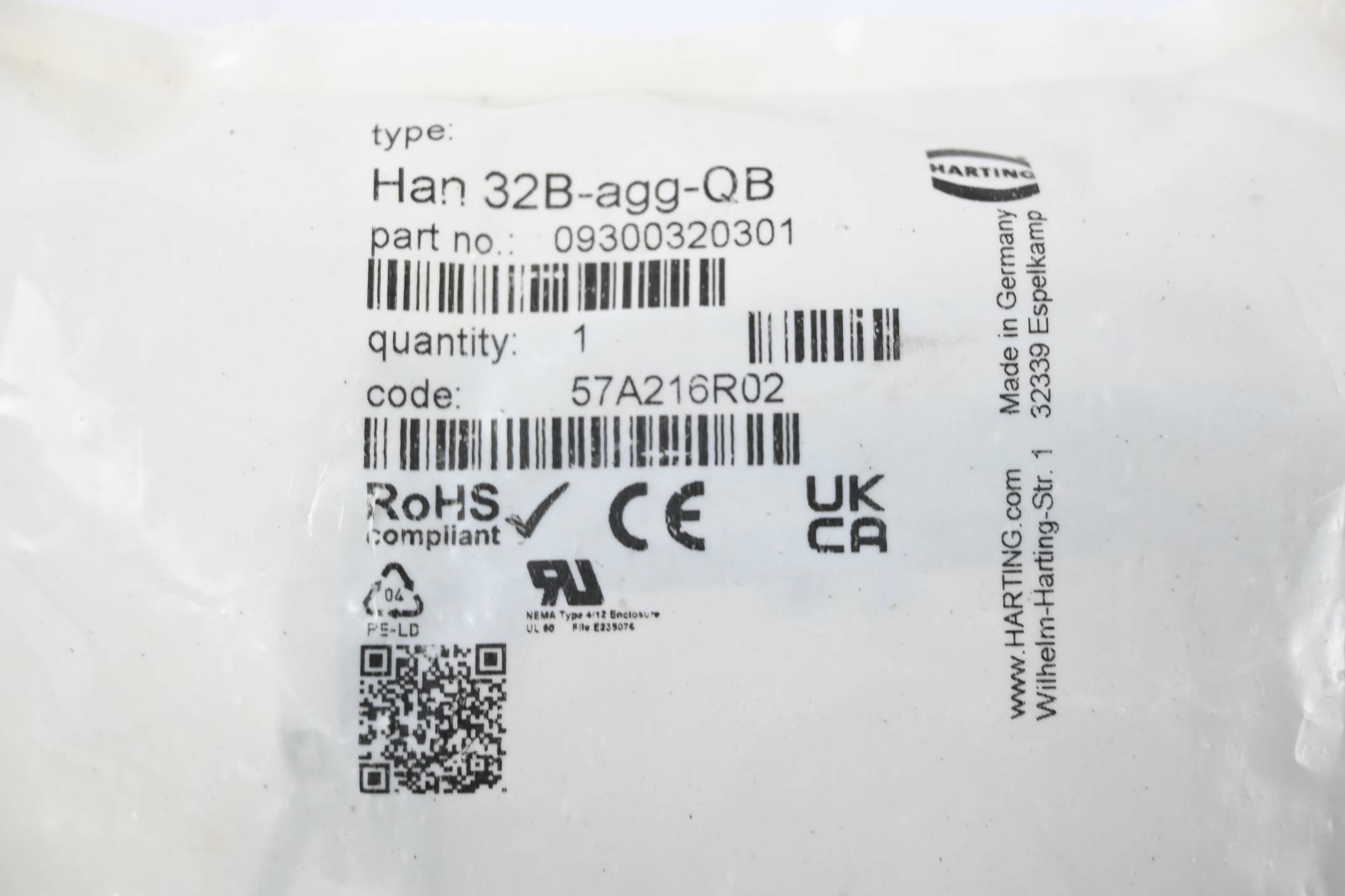 Harting Anbaugehäuse Han 32B-AGG-QB ( 09300320301 )