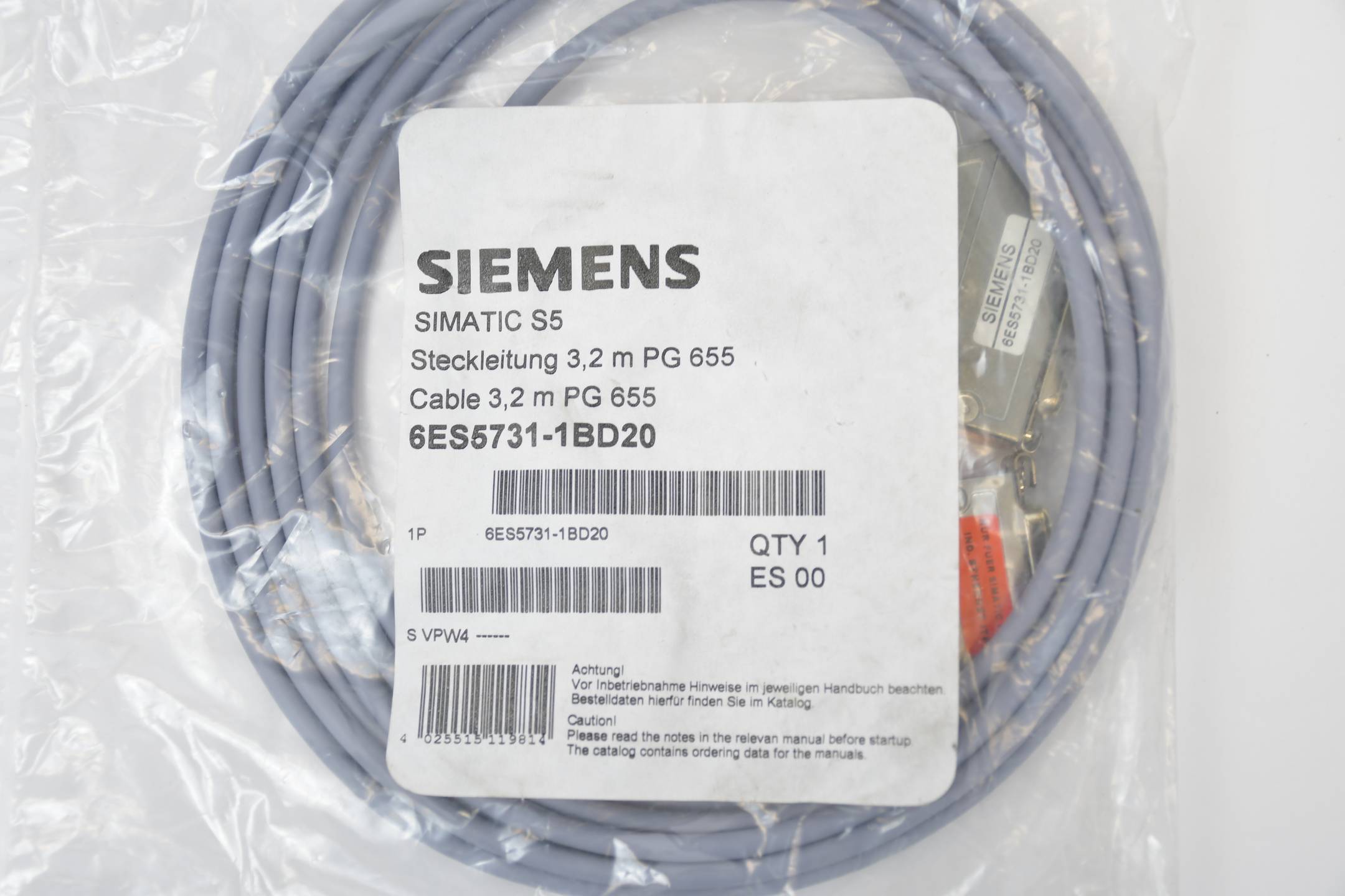 Siemens simatic S5 Steckleitung 3,2m PG 655 6ES5731-1BD20 ( 6ES5 731-1BD20 ) ES0