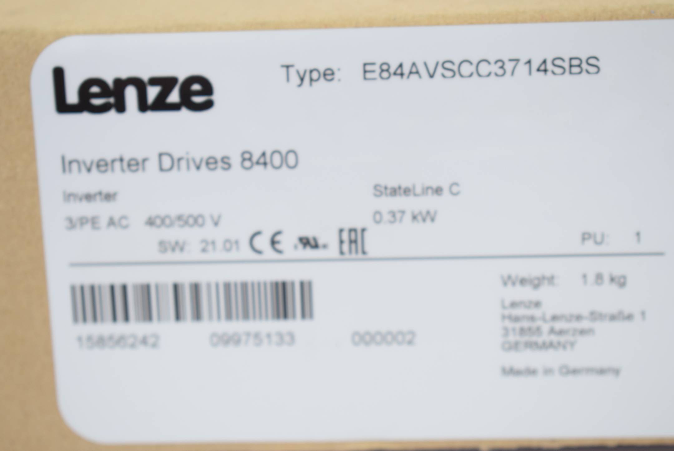 Lenze Inverter Drives 8400 Extension Module Type: E84AVSCC3714SBS