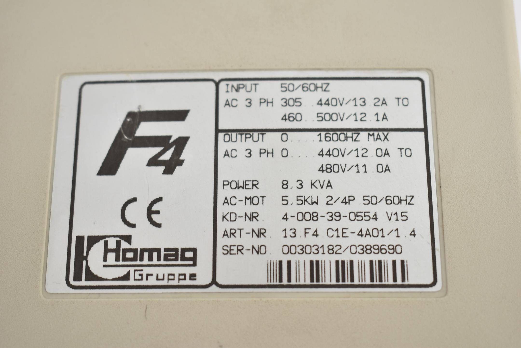 KEB Combivert 13.F4.C1E-4A01 V1.4 inkl. Siemens sidac-F 4EF1400-2BA