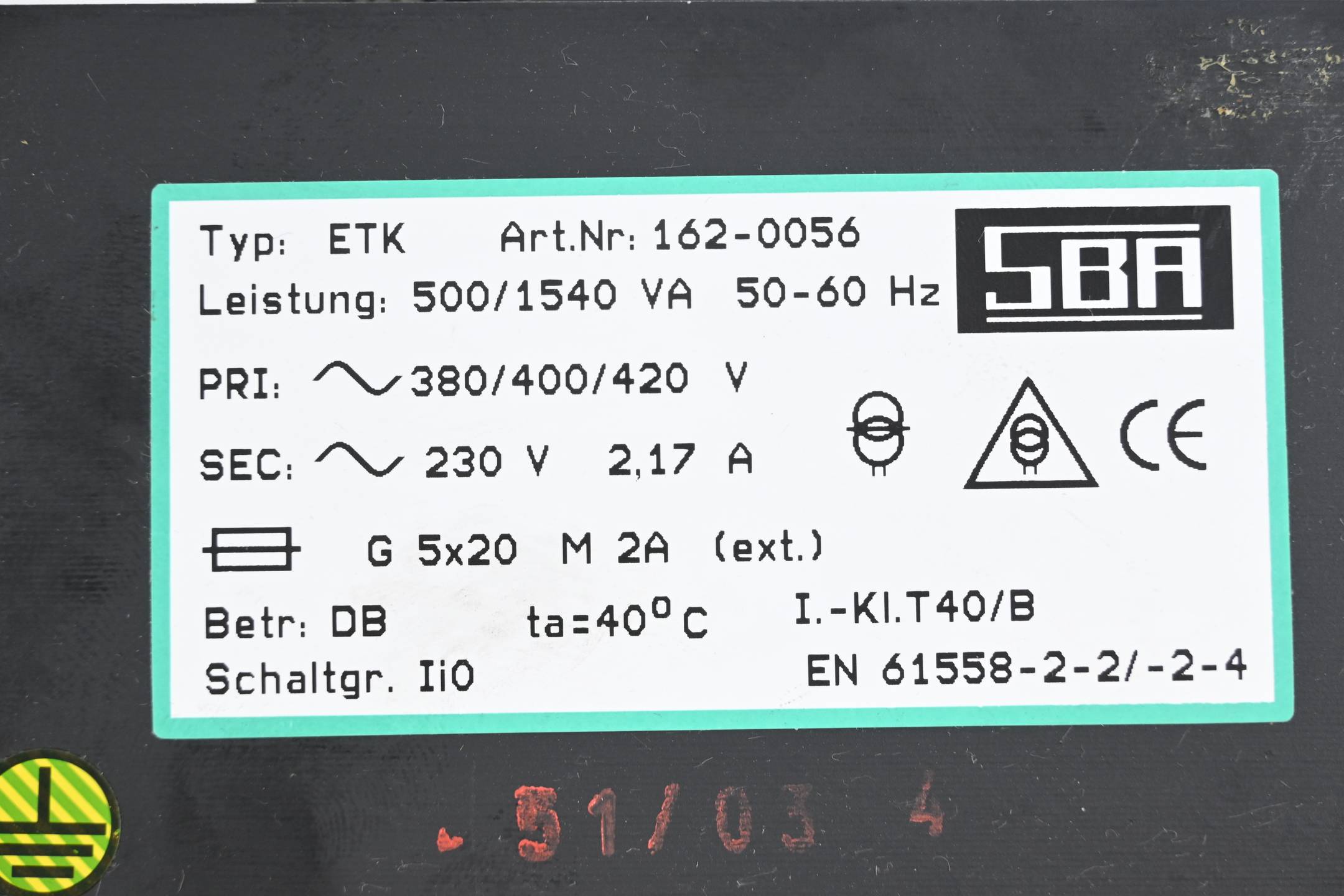 SBA Transformator ETK 162-0056