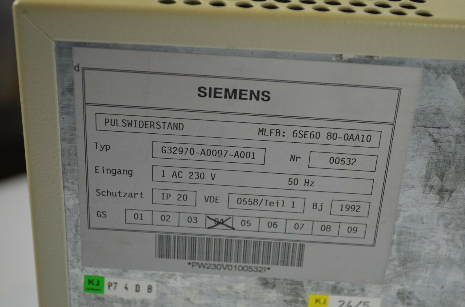 Siemens Bremswiderstandsmodul 6SE60 80-0AA10 ( 6SE6080-0AA10 ) E4