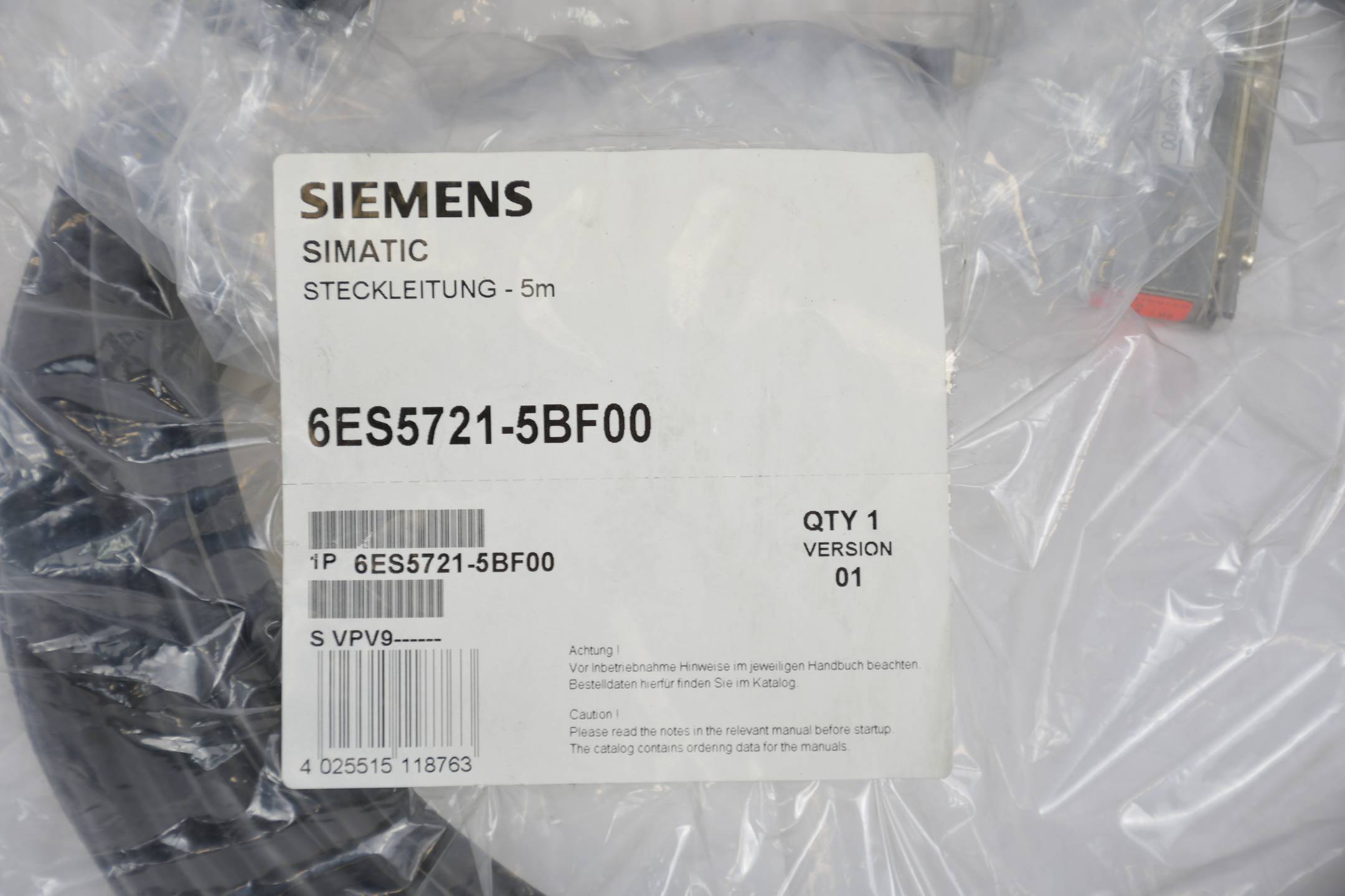 Siemens Simatic S5 Steckleitung 5m  6ES5721-5BF00 ( 6ES5 721-5BF00 )