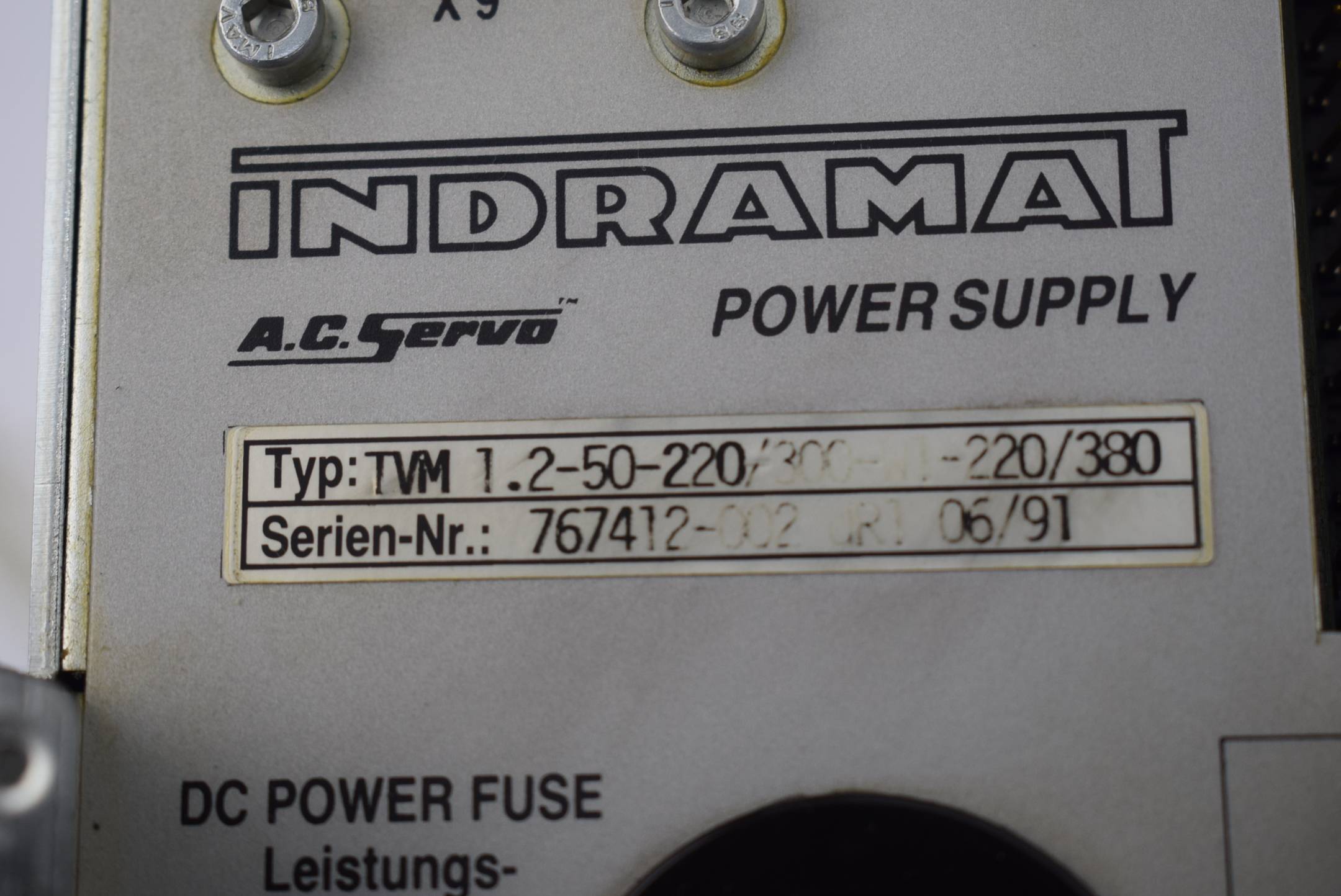 Indramat A.C. Servo Power Supply TVM 1.2-50-220/300-W1-220/380