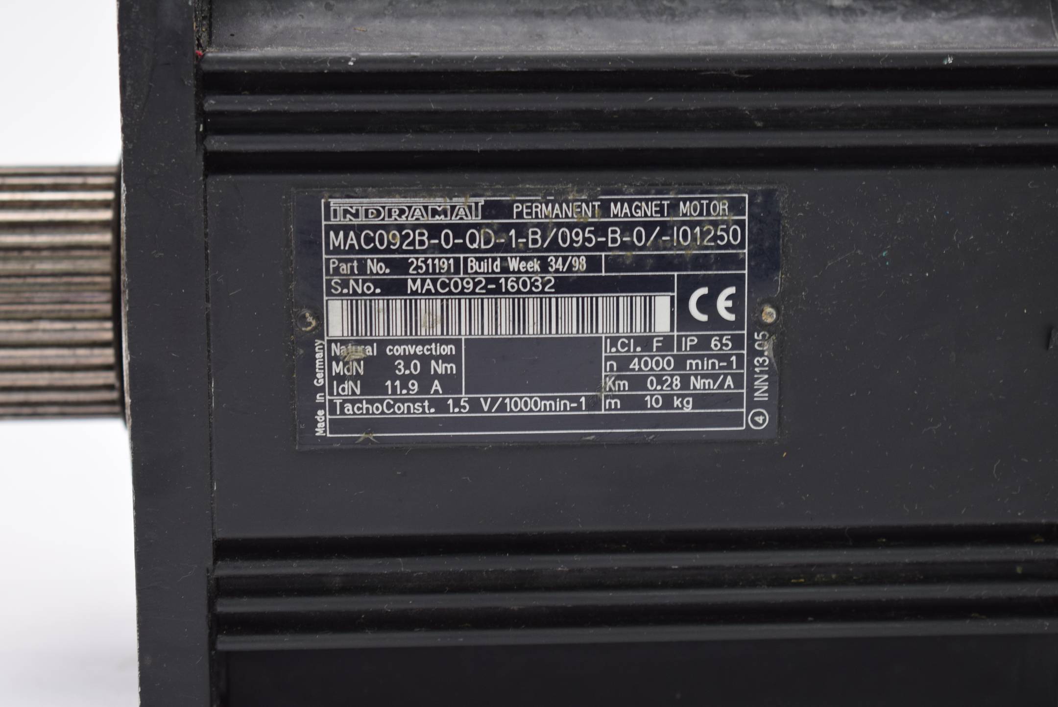 Indramat Permanent Magnet Motor MAC092-16032 ( MAC092B-0-QD-1-B/095-B-0/-I01250 )