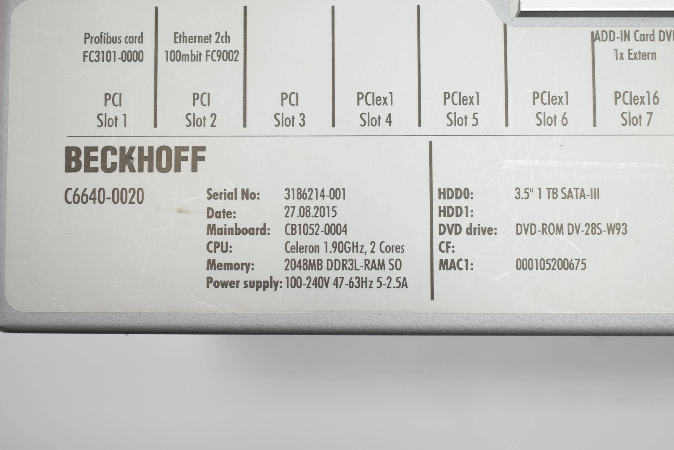 Beckhoff Schaltschrank Industrie PC C6640-0020 ohne Festplatte 