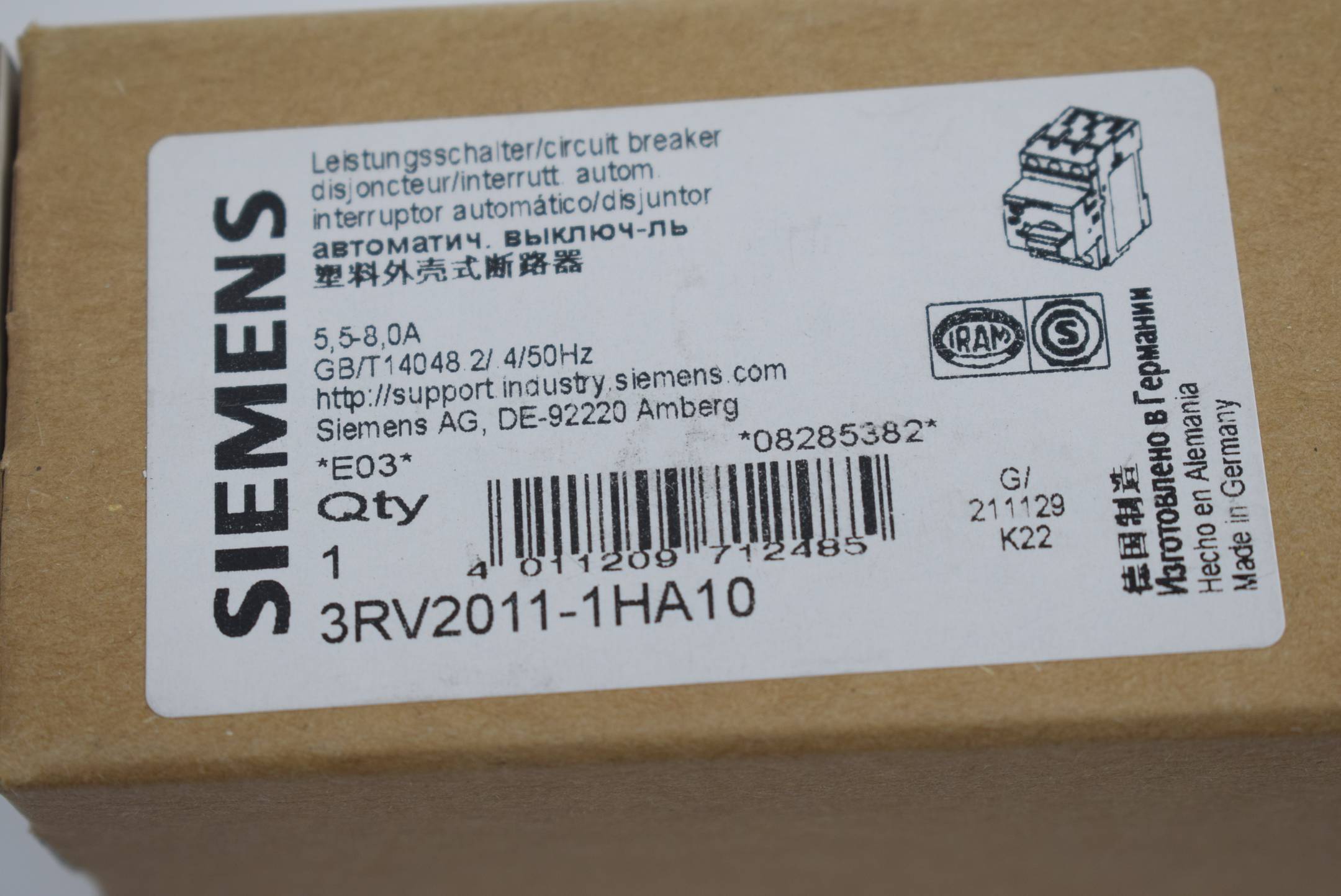 Siemens sirius Leistungsschalter 3RV2011-1HA10 ( 3RV2 011-1HA10 )