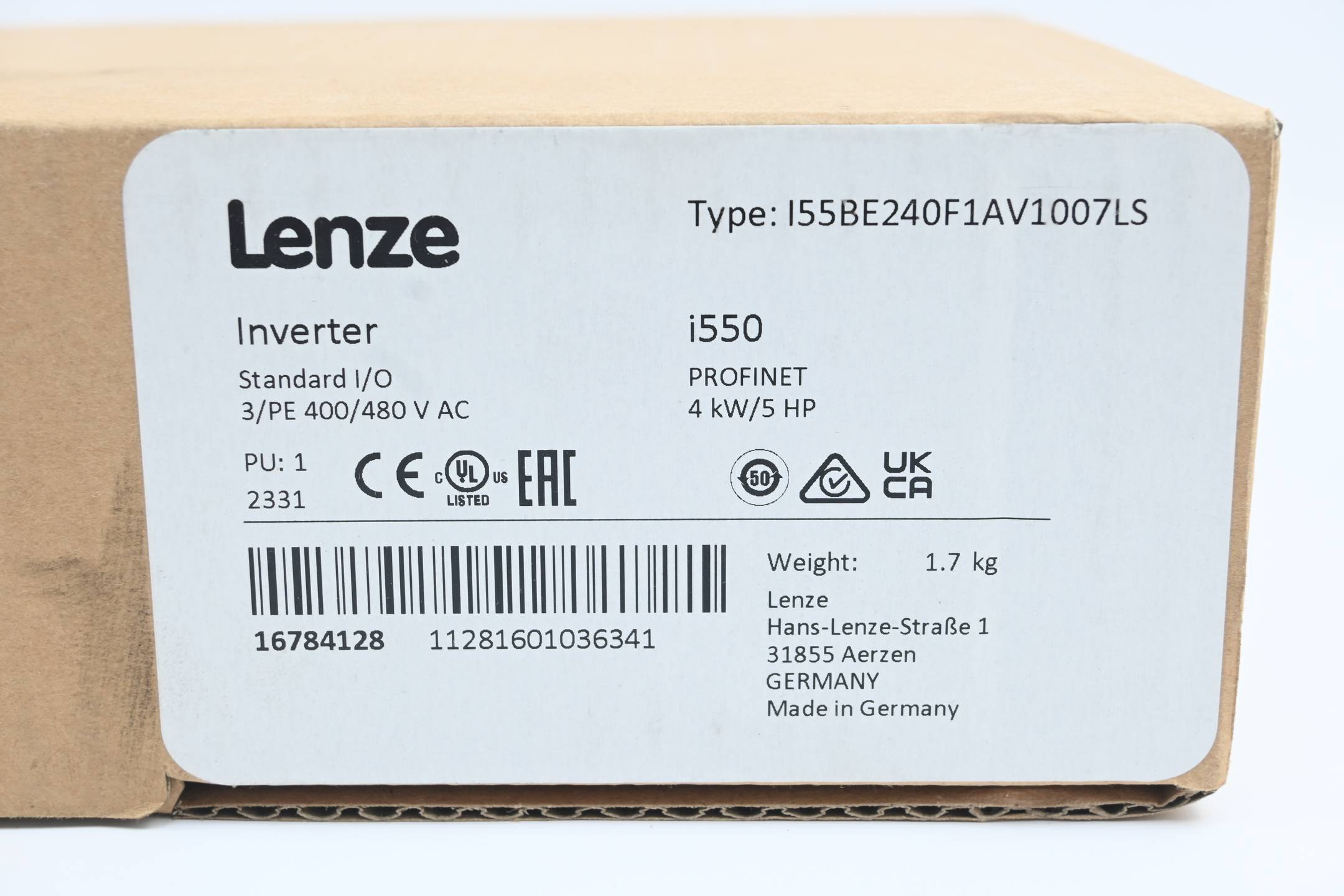 Lenze Frequenzumrichter i550 I55BE240F1AV1007LS ( 16784128 )