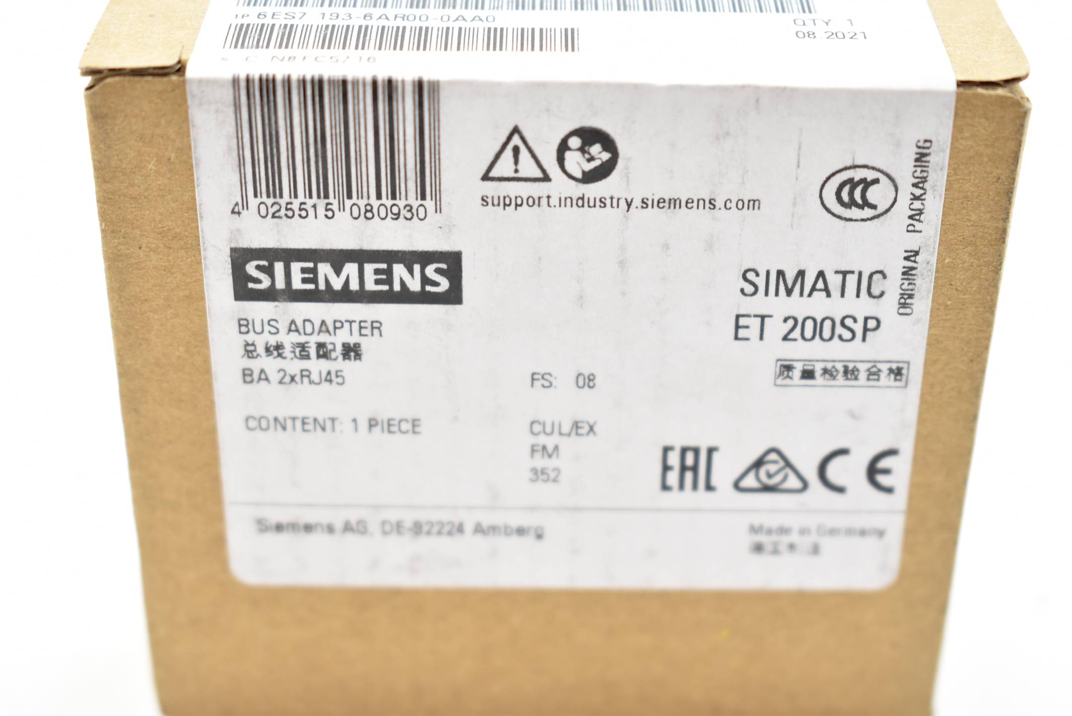 Siemens simatic ET 200SP 6ES7 193-6AR00-0AA0 ( 6ES7193-6AR00-0AA0 ) E.8