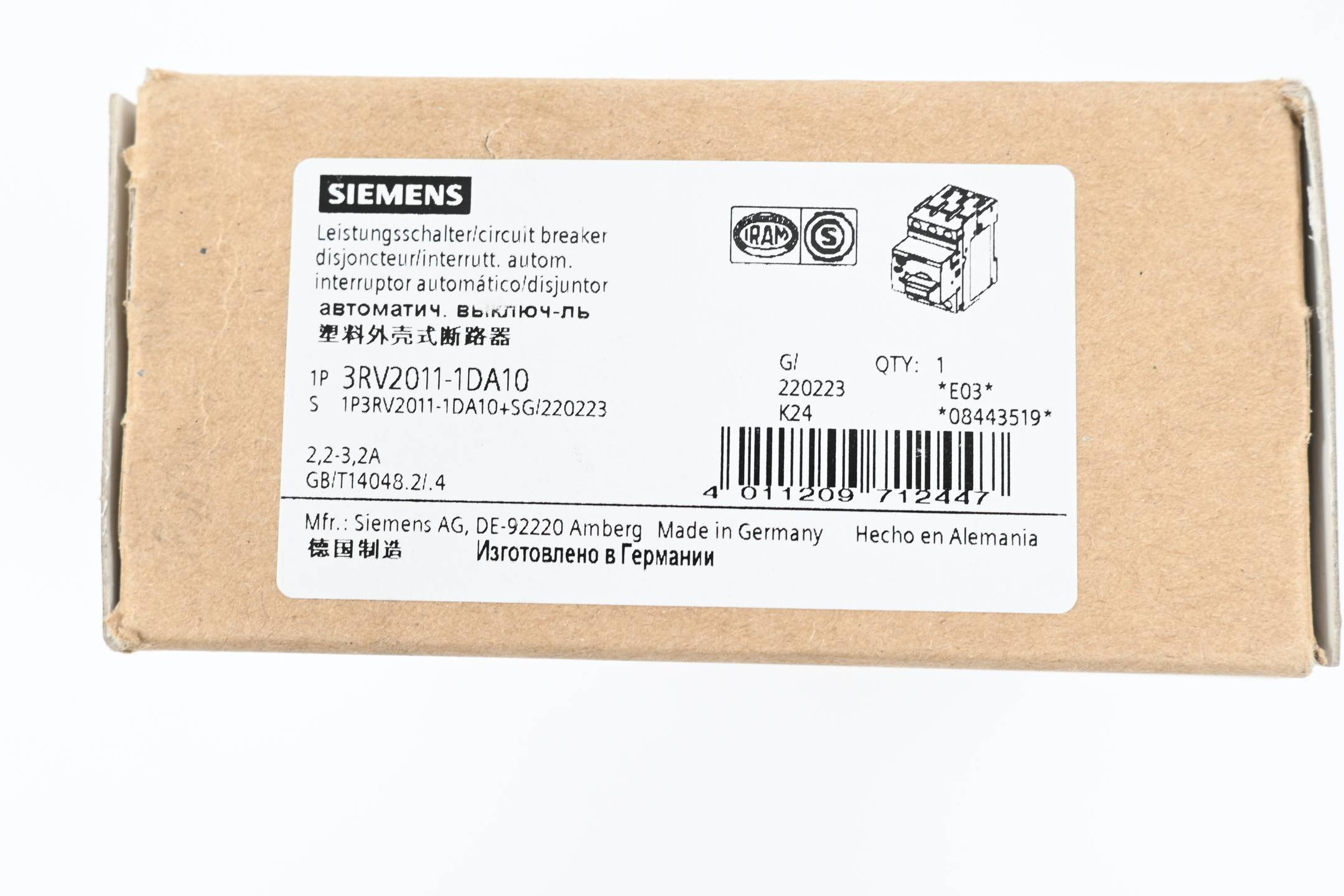 Siemens Leistungsschalter 3RV2011-1DA10 ( 3RV2 011-1DA10 )