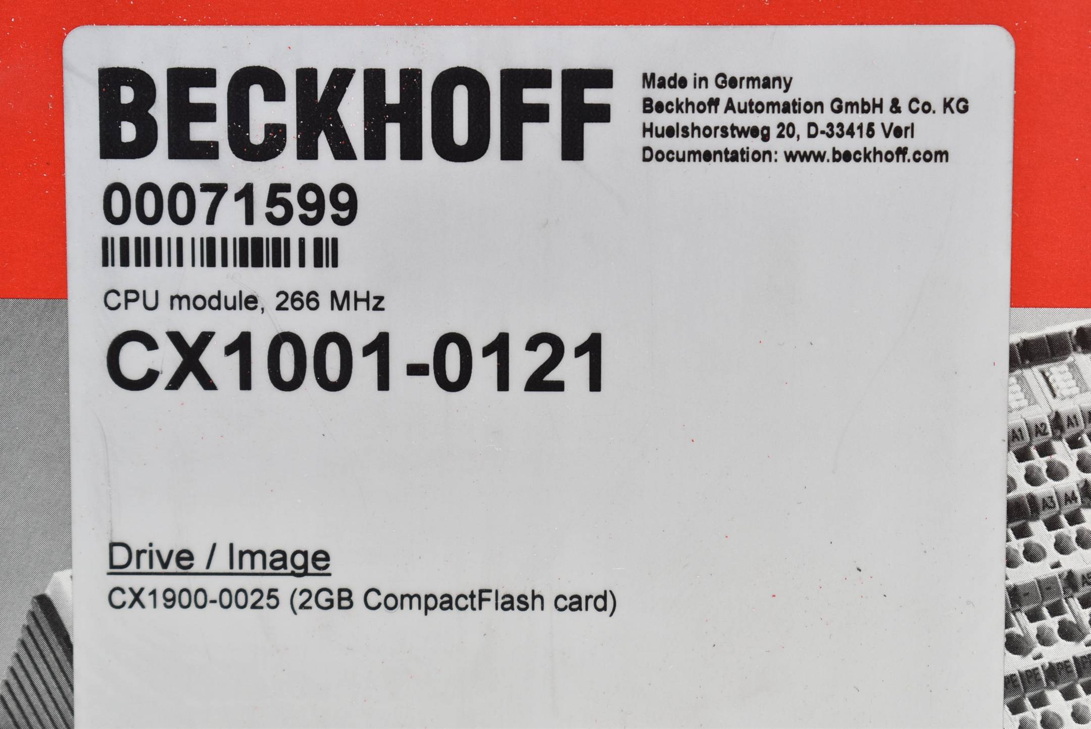 Beckhoff CPU Module 266 MHz CX1001-0121 inkl. CX1900-0025 2 GB CompactFlash card