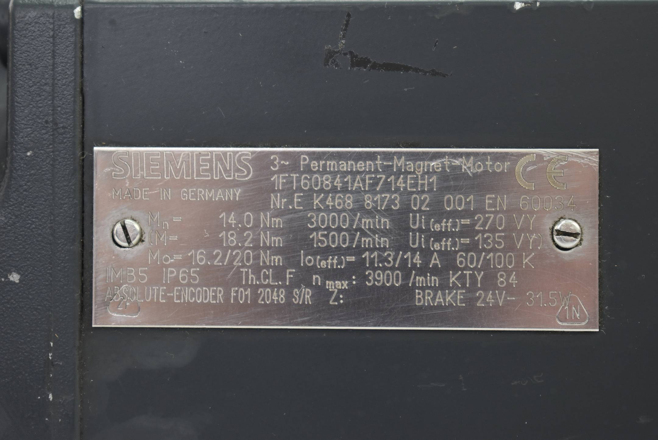 Siemens 3~ Permanent-Magnet-Motor 1FT6084-1AF71-4EH1 ( 1FT60841AF714EH1 )