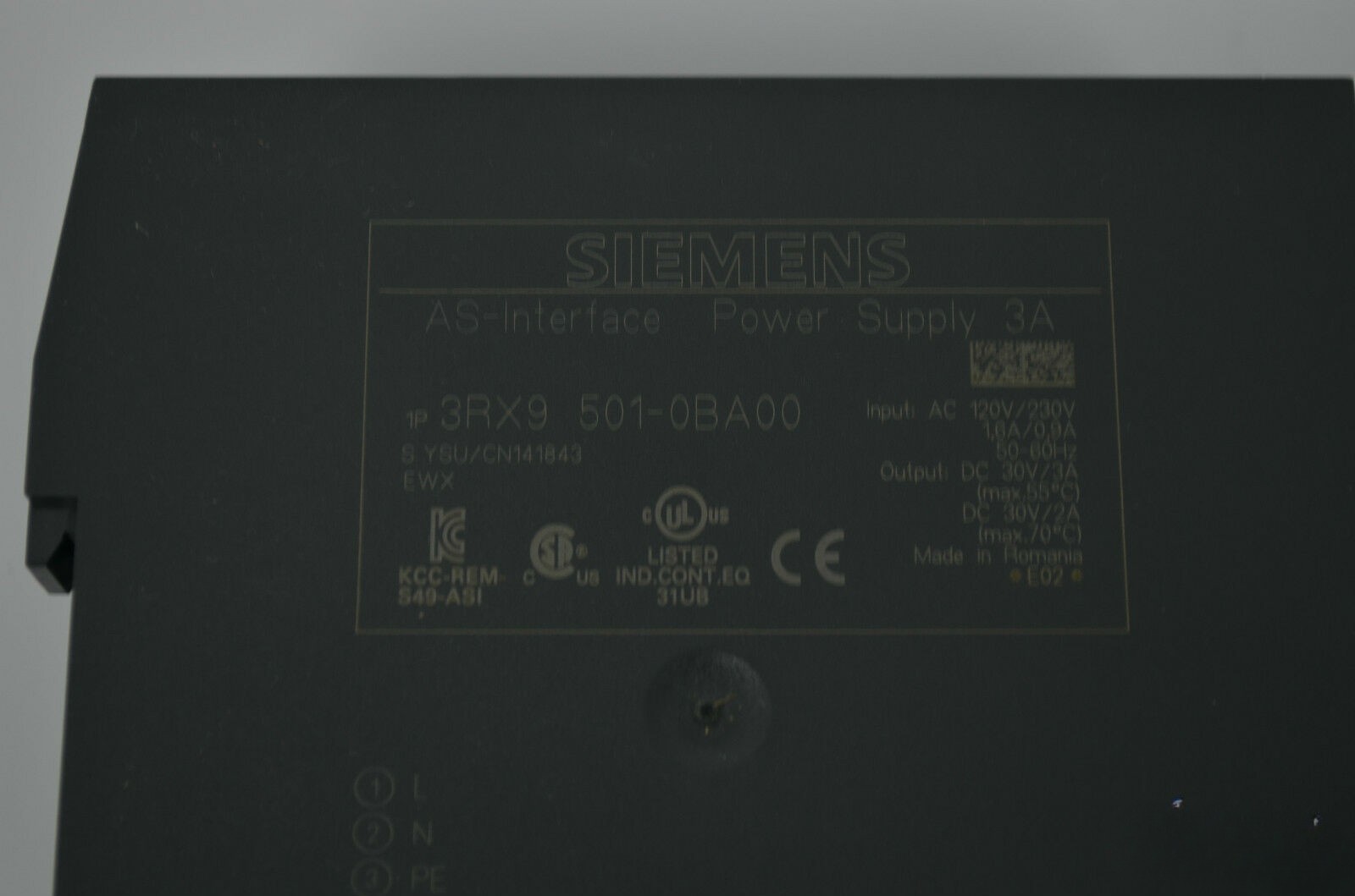 Siemens AS-Interface Power Supply 3A 3RX9501-0BA00 ( 3RX9 501-0BA00 )