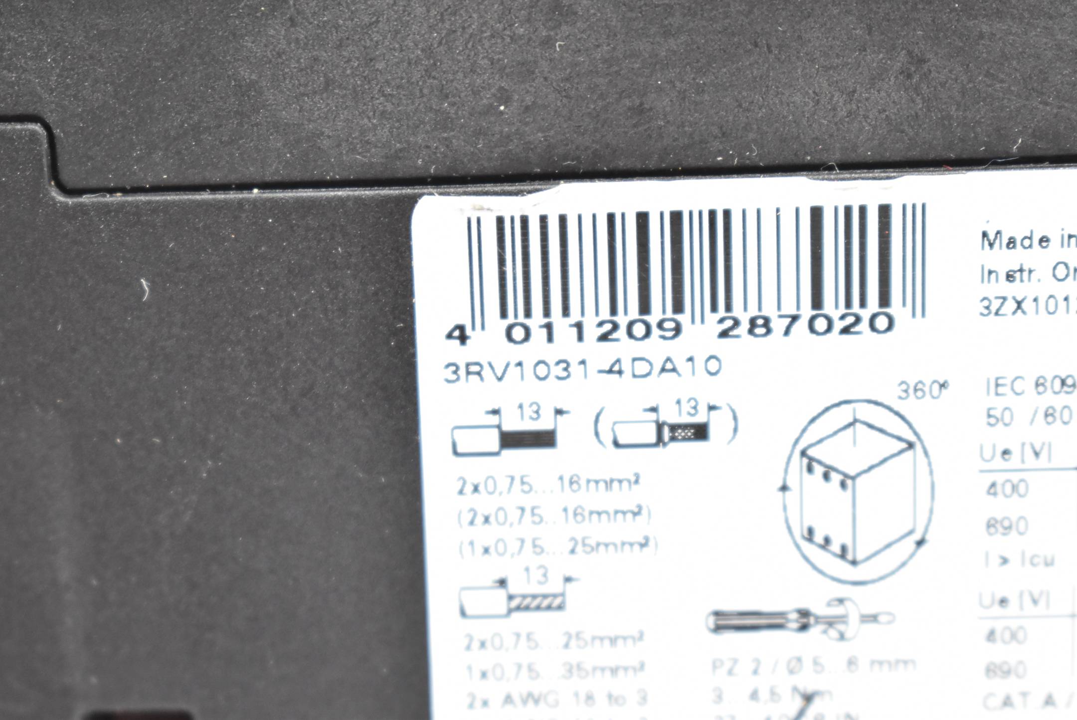Siemens Leistungsschalter 3RV1031-4DA10