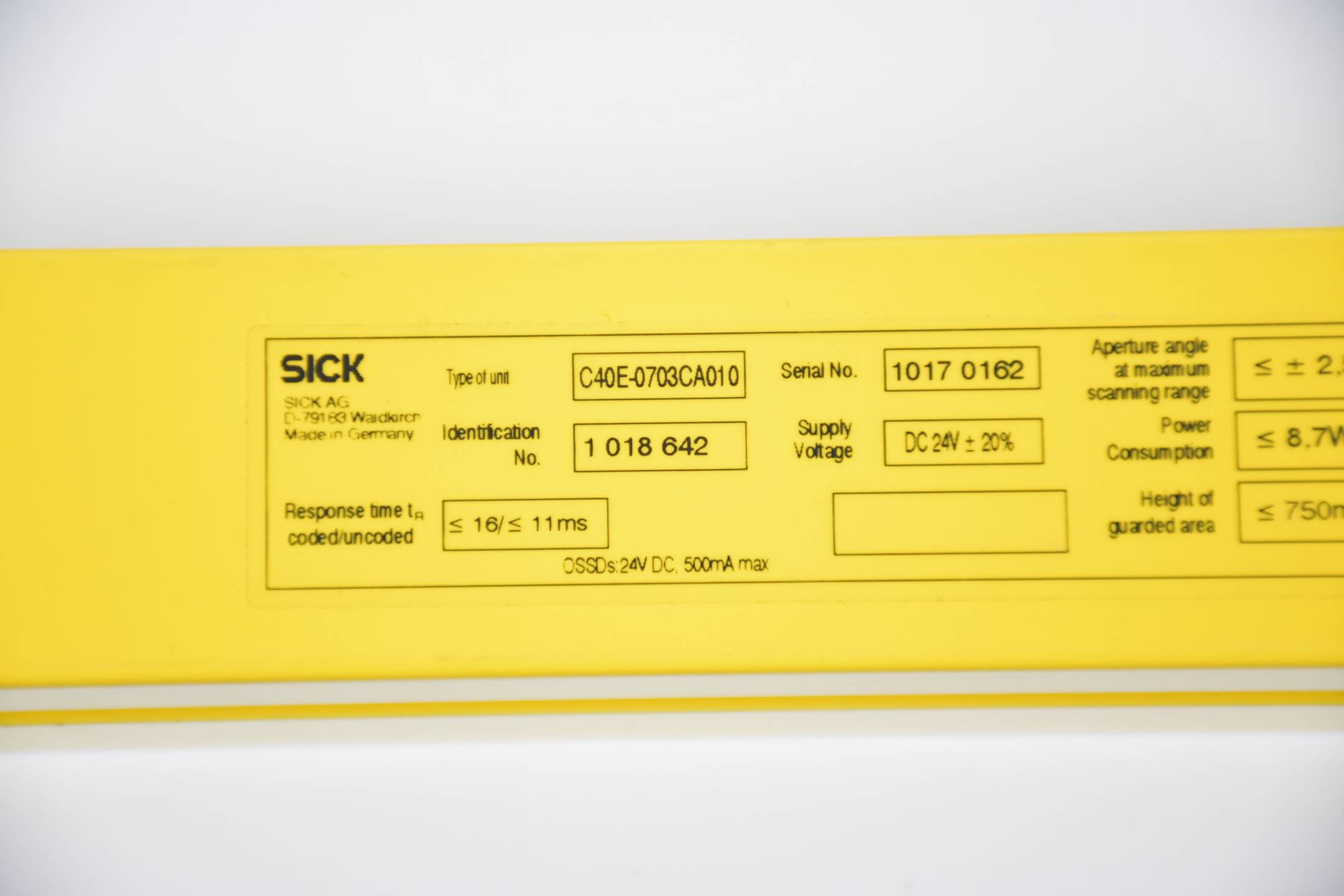 Sick Sicherheitslichtvorhänge C40E-0703CA010 Sender 1018641 Empfänger 1018642