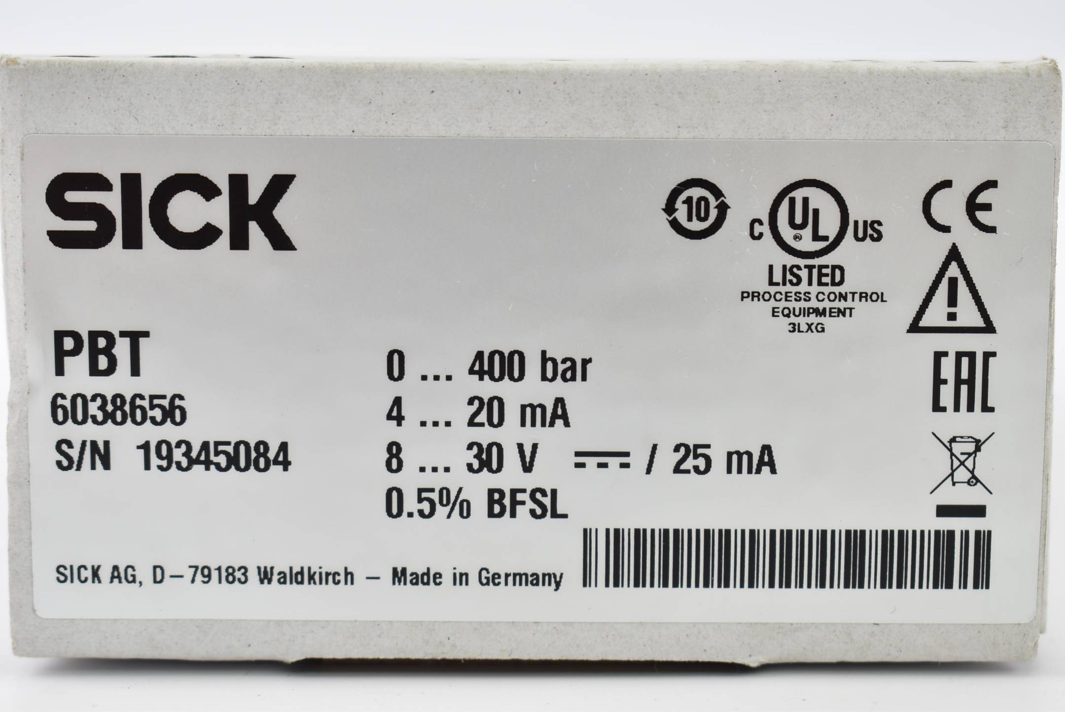 Sick PBT Drucktransmitter 400bar 4-20mA 8-30V 6038656