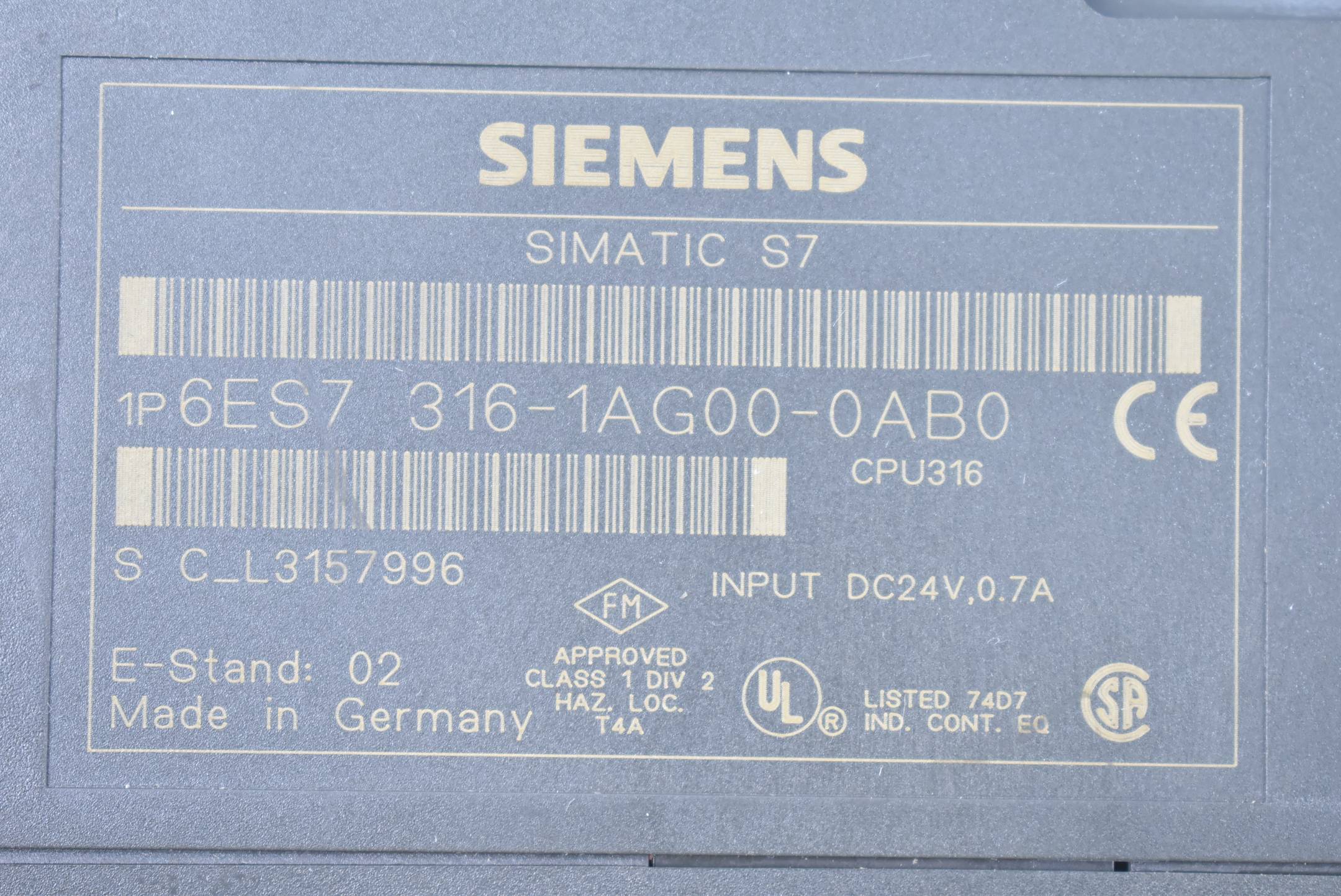Siemens simatic S7-300 CPU 6ES7 316-1AG00-0AB0 ( 6ES7316-1AG00-0AB0 )
