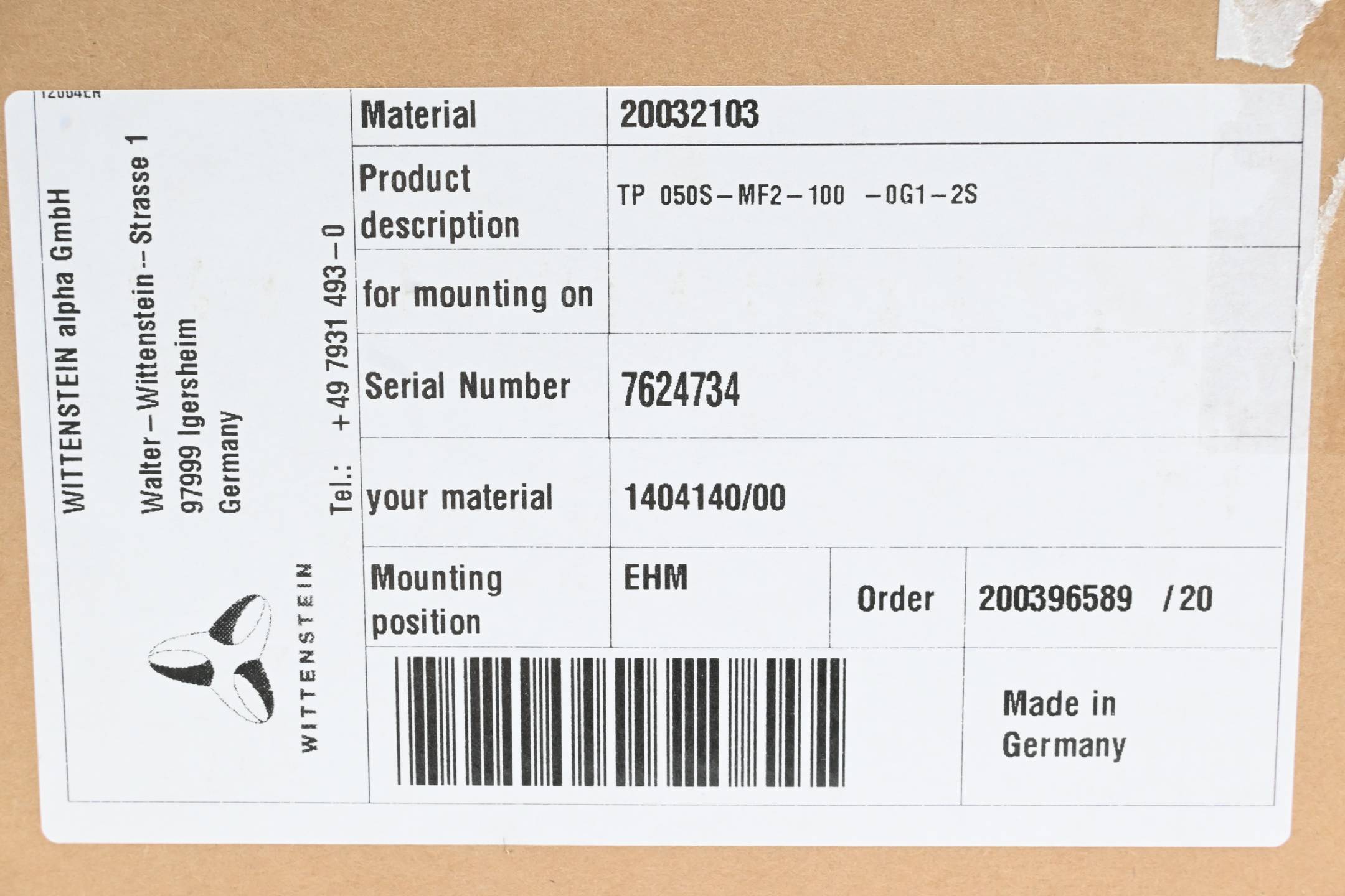 Wittenstein Alpha Getriebe TP 050S-MF2-100 -0G1-2S ( 20032103 )