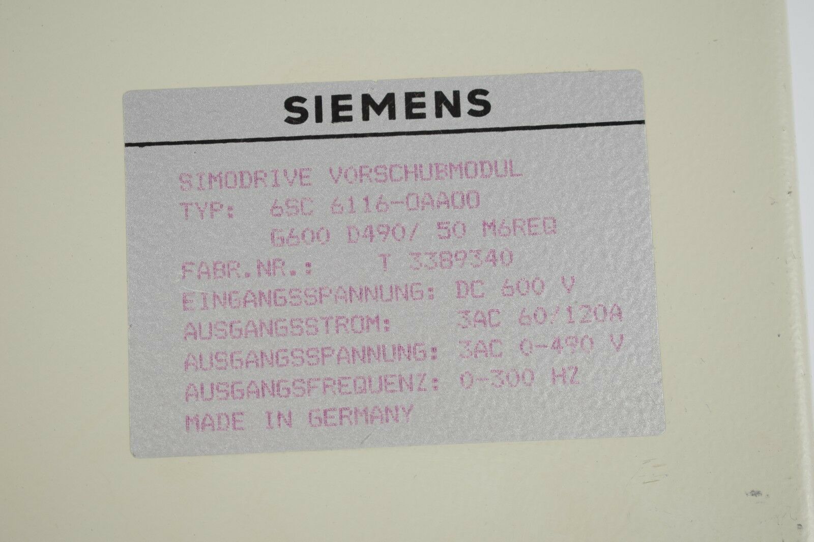 Siemens Simodrive Vorschubmodul 6SC 6116-0AA00 ( 6SC6116-0AA00 )