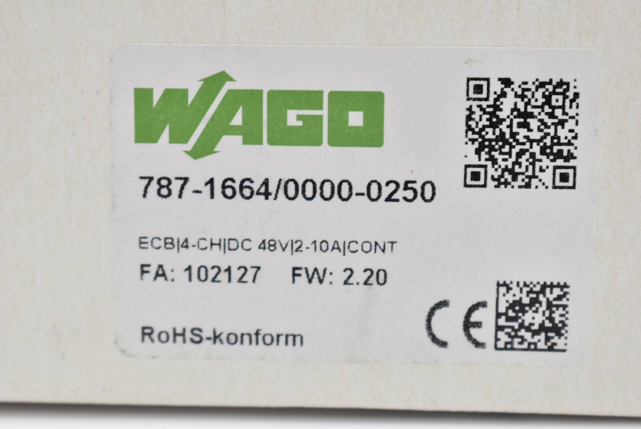 Wago elektronischer Schutzschalter 4-kanalig DC 48 V 787-1664/0000-0250