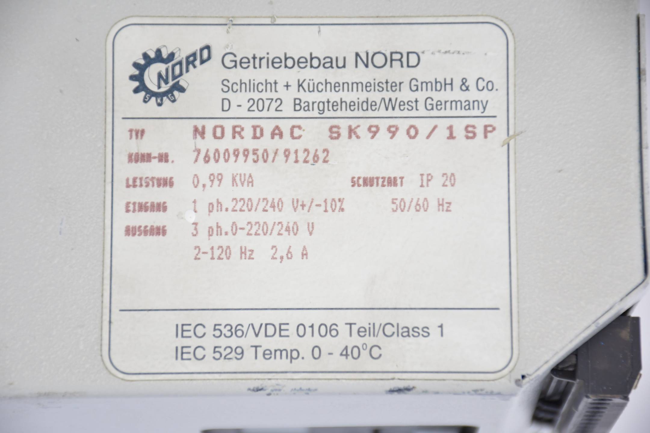 NORDAC Nord Frequenzumrichter SK990/1SP ( SK 990/1 SP )