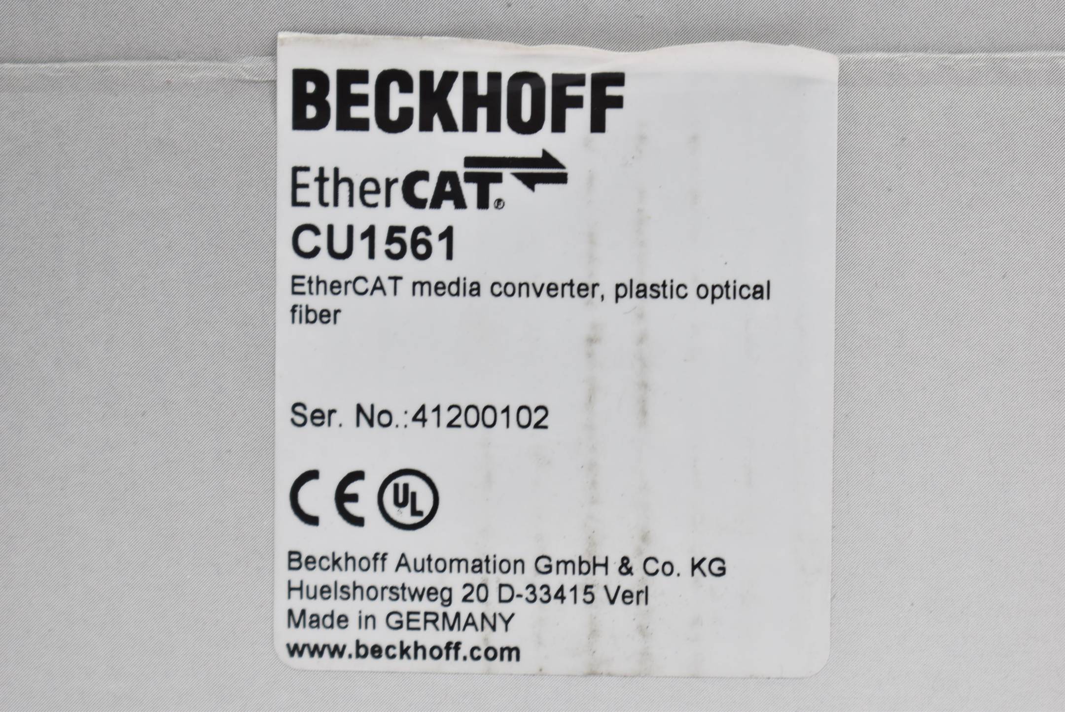 Beckhoff Medienkonverter Ethernet/EtherCAT 100 MBit/s 24 VDC CU1561 ( CU 1561 )