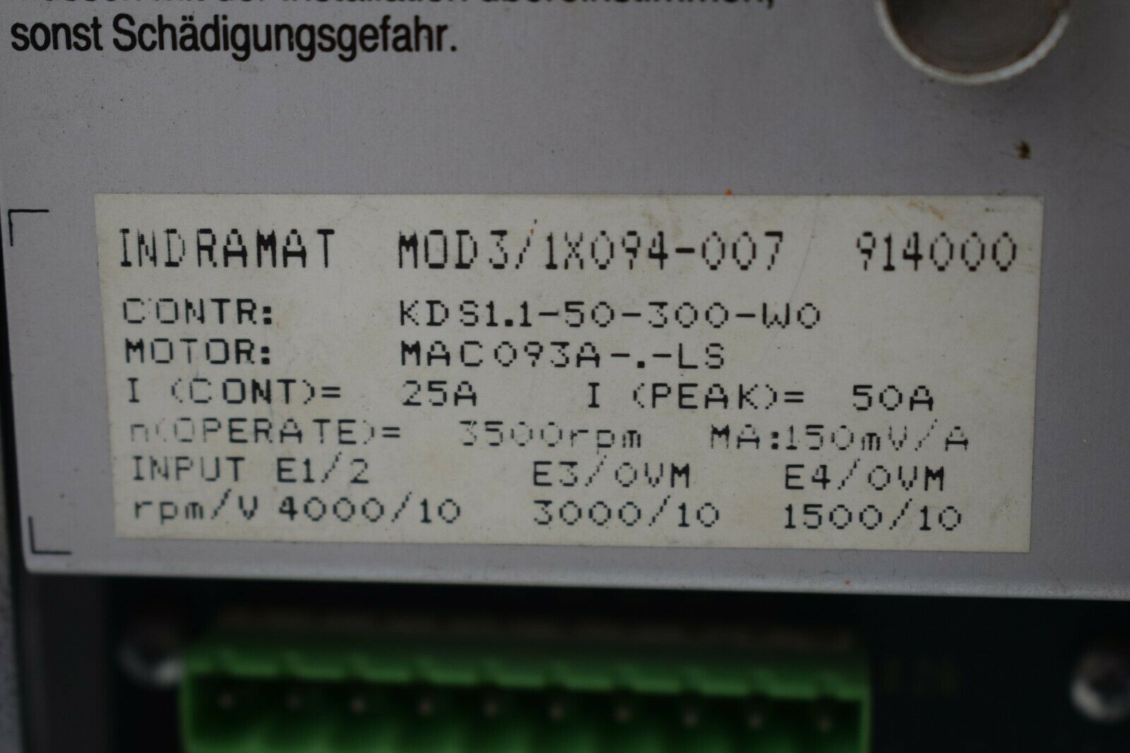 Indramat A.C.Servo Controller KDS 1.1-050-300-W0 inkl. MOD3/1X094-007 