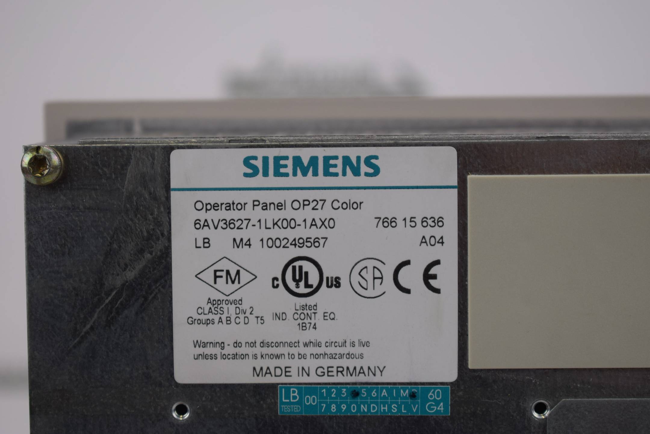 Siemens Operator Panel OP27 Color 6AV3 627-1LK00-1AX0 ( 6AV3627-1LK00-1AX0 )