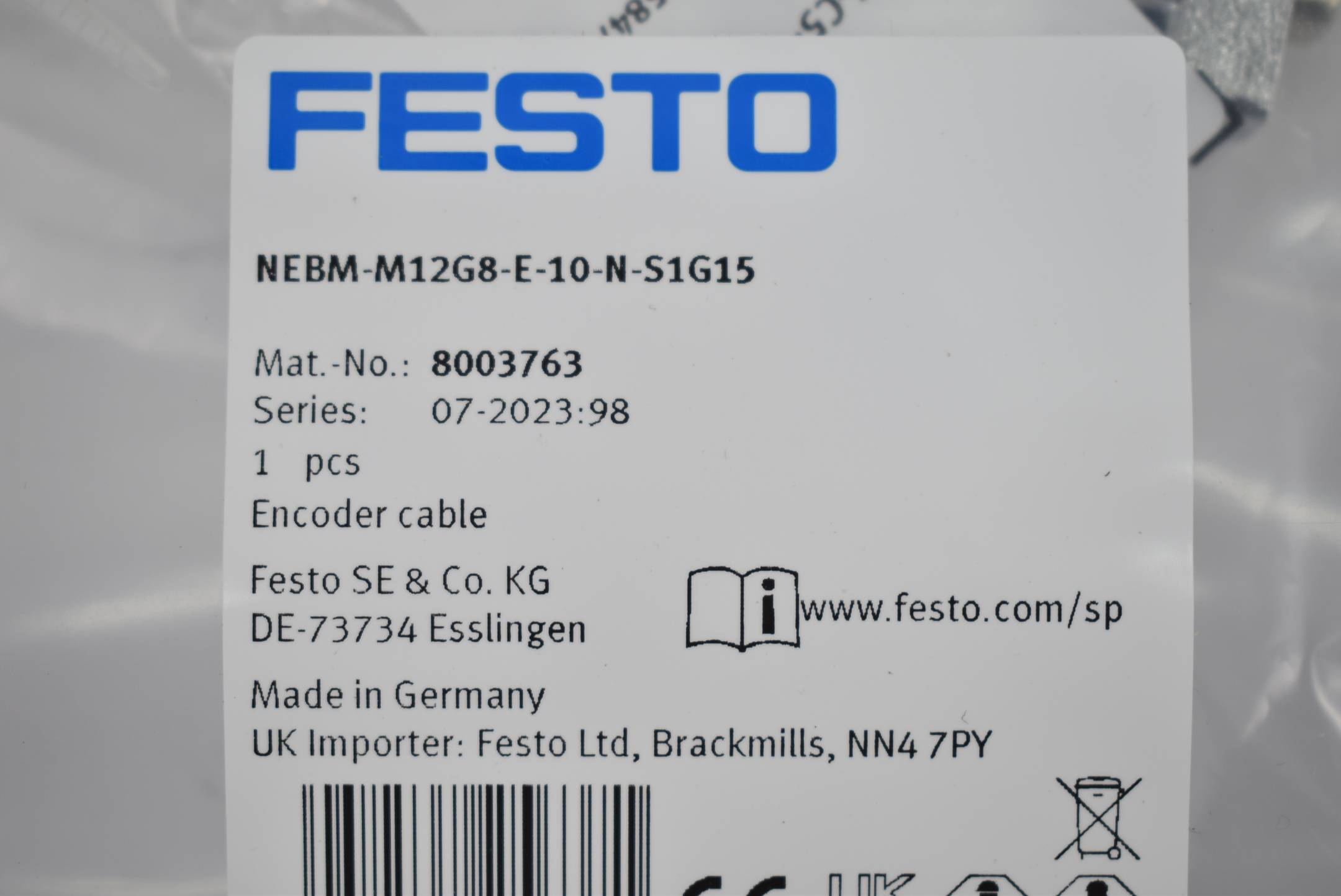 Festo Encoderleitung NEBM-M12G8-E-10-N-S1G15 ( 8003763 )